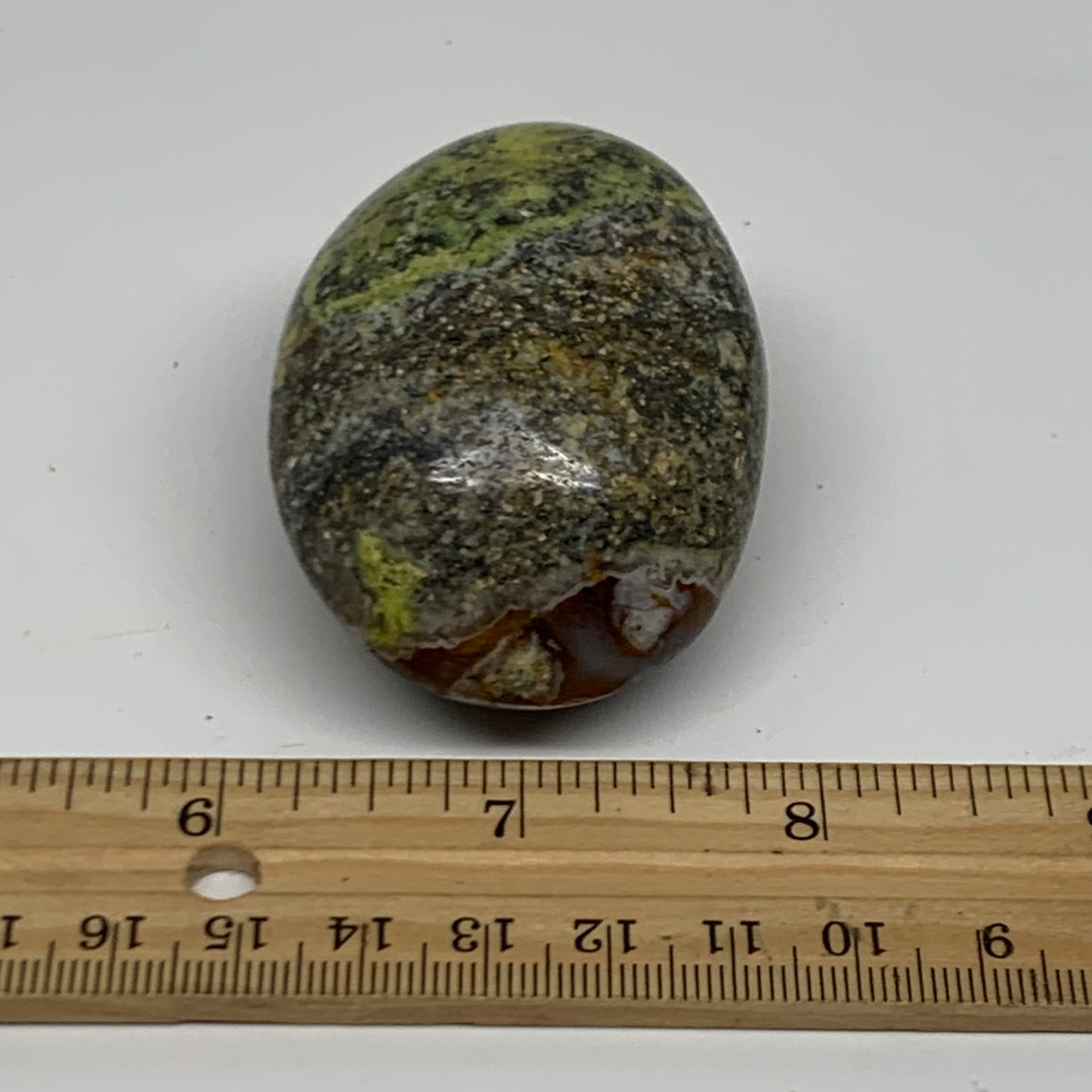 108g, 2.4"x1.7"x1.3", Green Opal Crystal PalmStone Polished Reiki, B38232