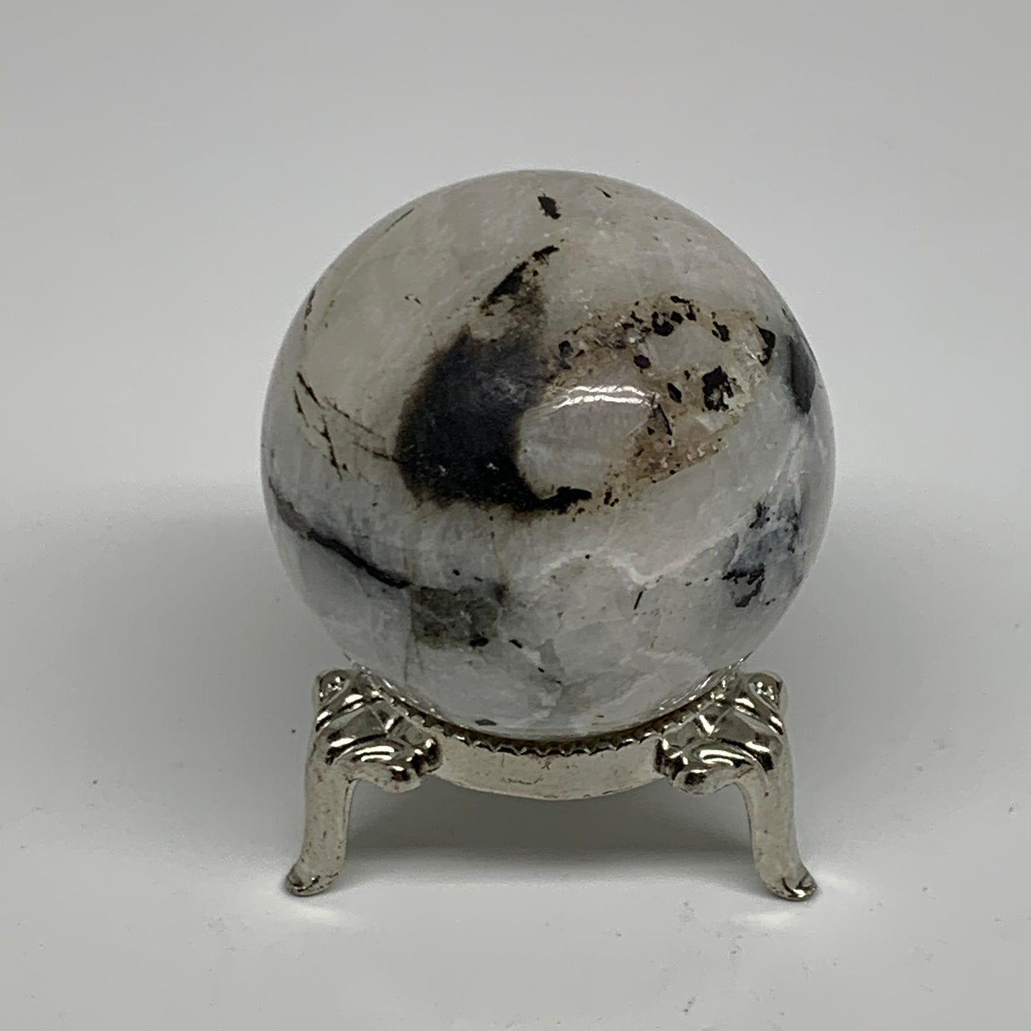 109.9g, 1.7"(43mm), Natural Rainbow Moonstone Sphere Ball Gemstone, B35159