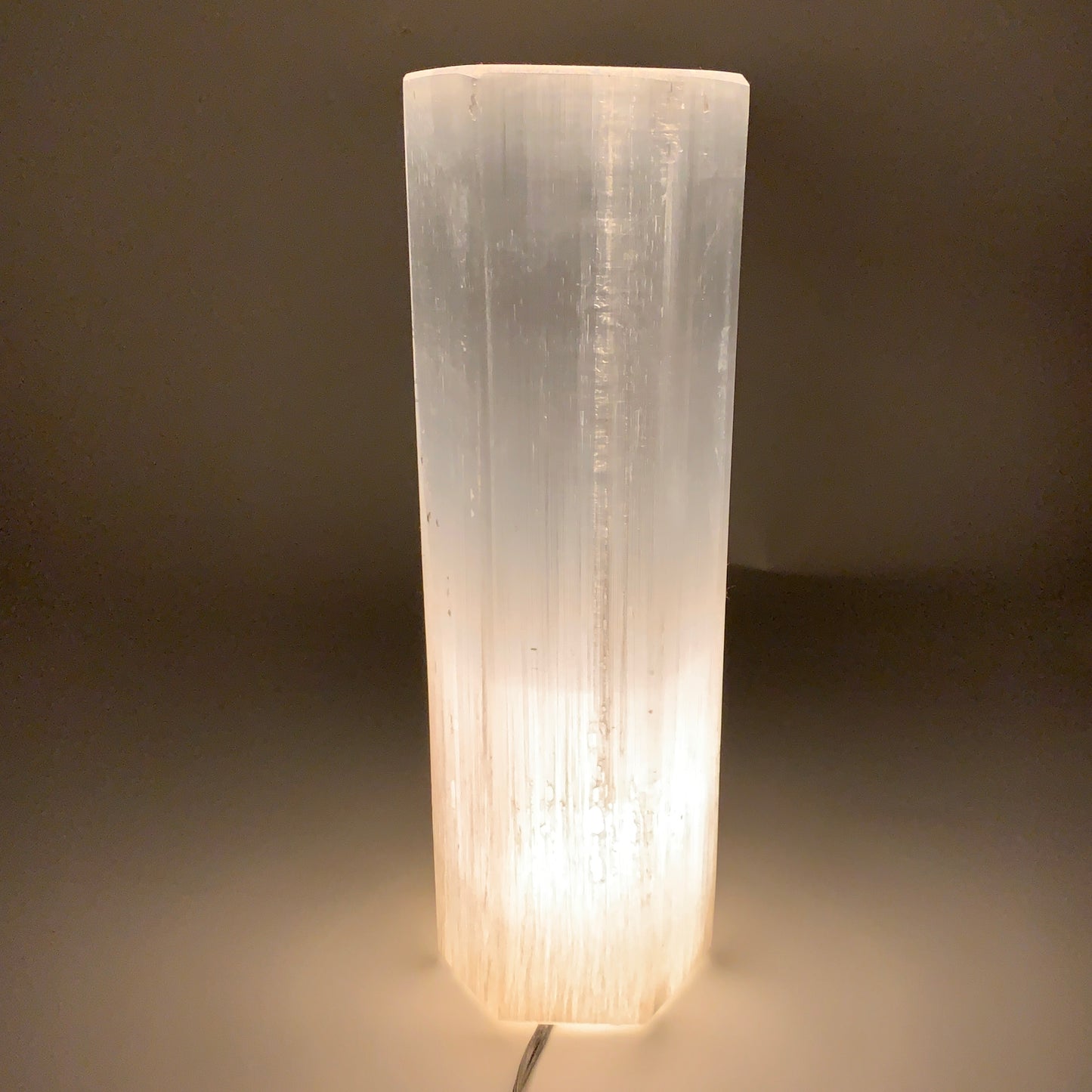 9.3 lbs. 11.75"x3.6", Hexagon Selenite (Satin Spar) Lamp, w/6ft Chord, B35824