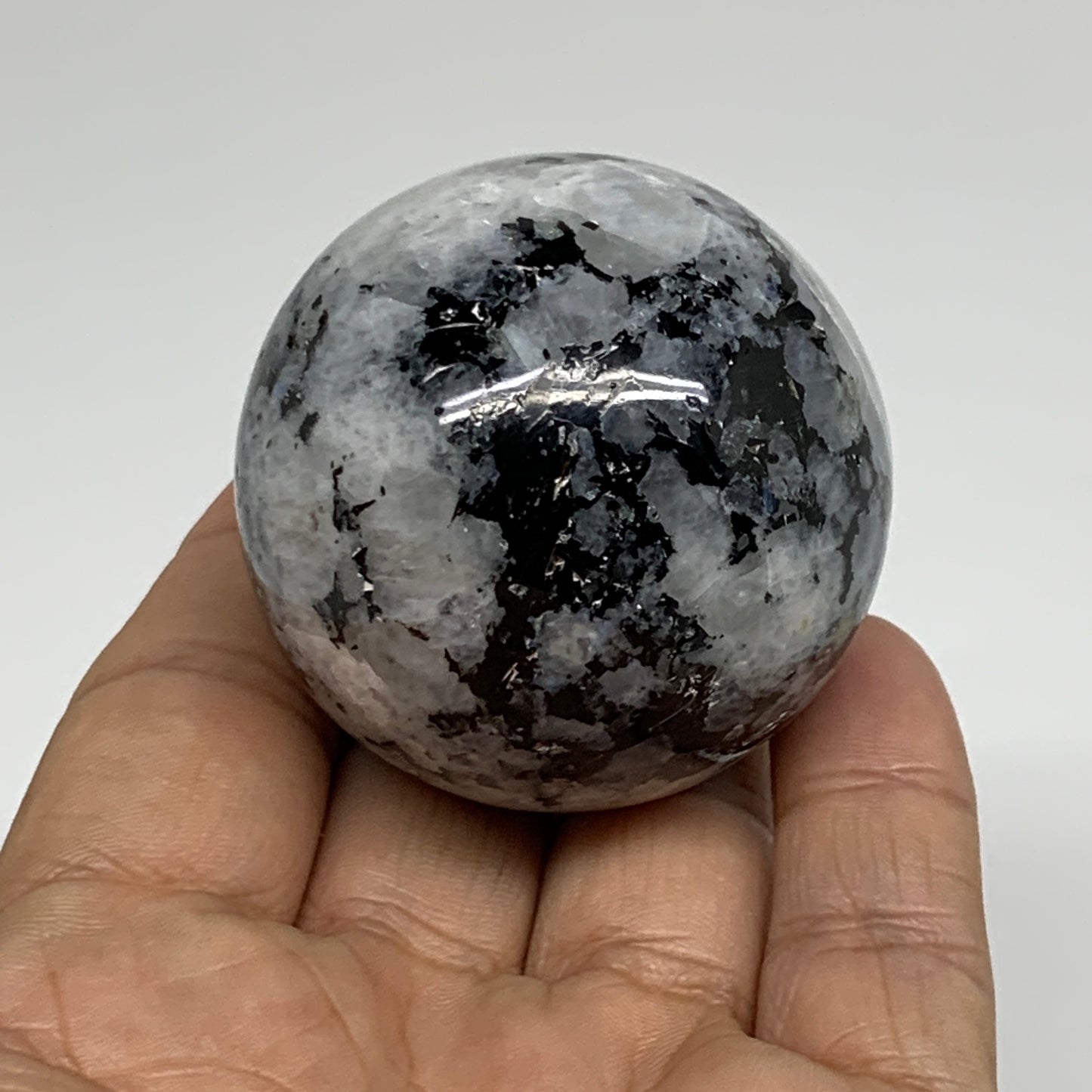 156.4g, 1.9"(48mm), Natural Rainbow Moonstone Sphere Ball Gemstone, B34372