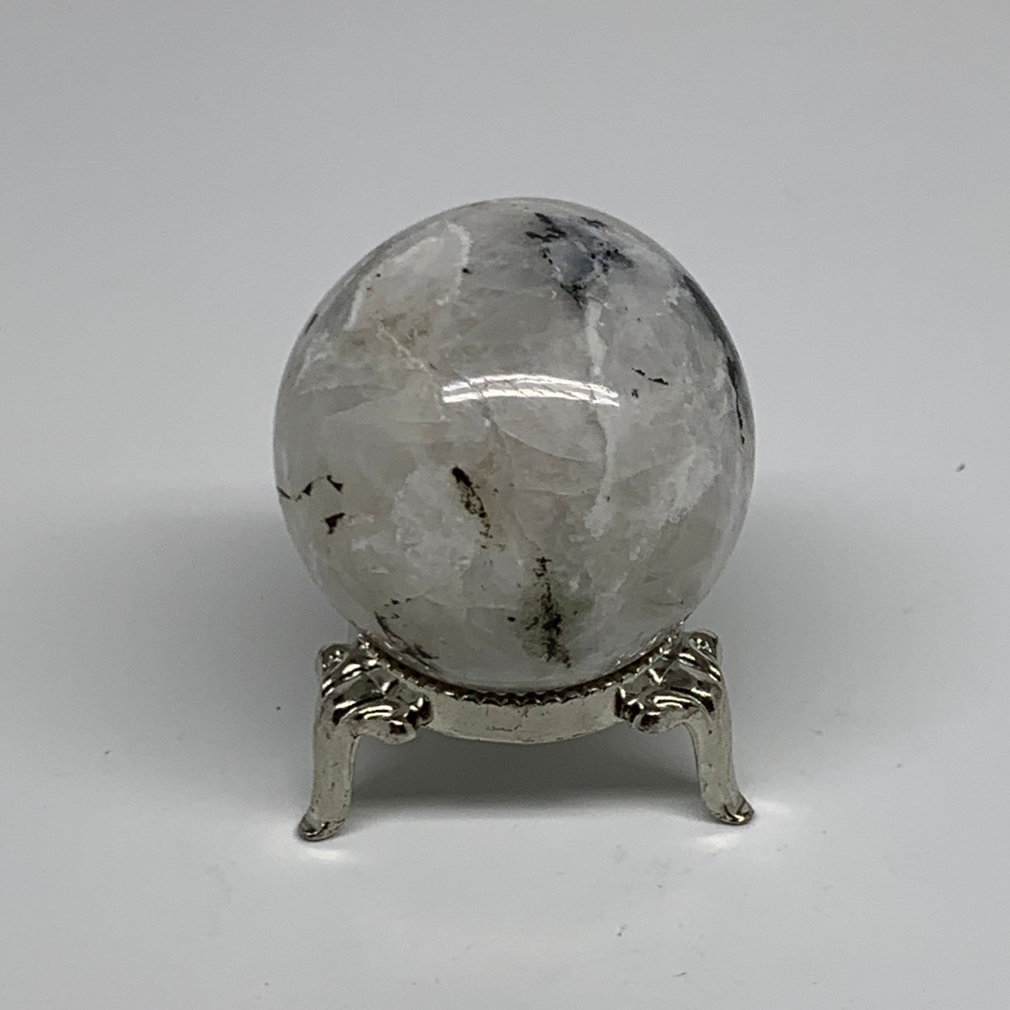 109.9g, 1.7"(43mm), Natural Rainbow Moonstone Sphere Ball Gemstone, B35159