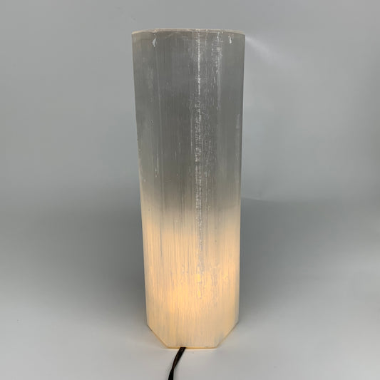 9.3 lbs. 11.75"x3.6", Hexagon Selenite (Satin Spar) Lamp, w/6ft Chord, B35824