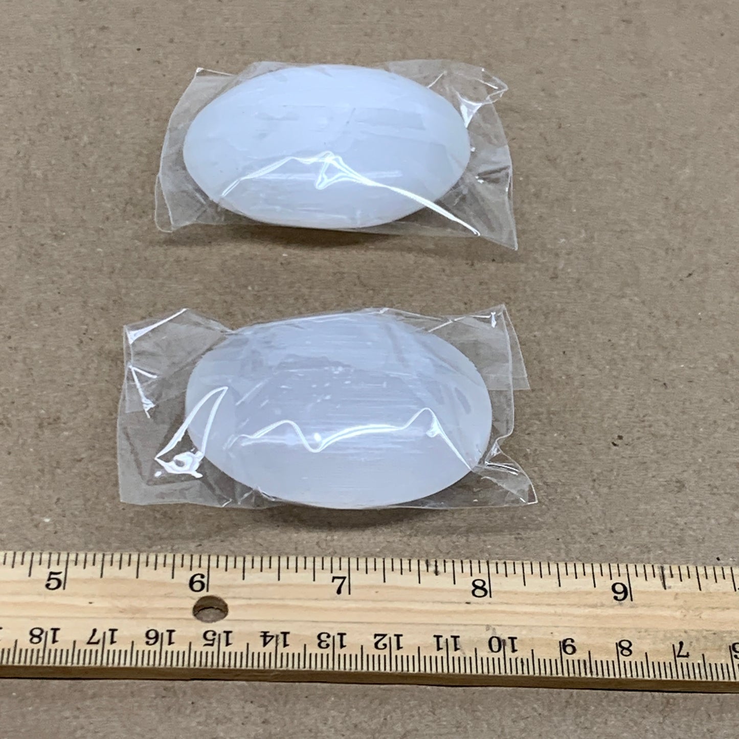 150g, 2.4"x1.8"x1", 2pcs, White Selenite Palmstone Crystal Pillow, B36888