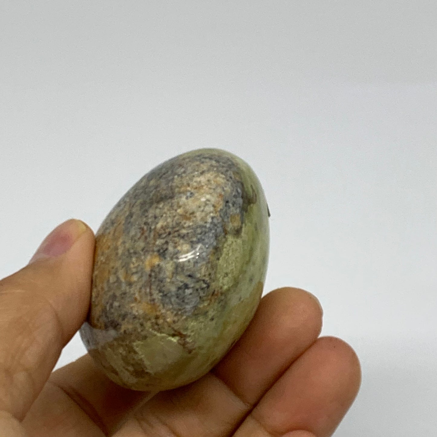 108.7g, 2.5"x2"x1.3", Green Opal Crystal PalmStone Polished Reiki, B38233