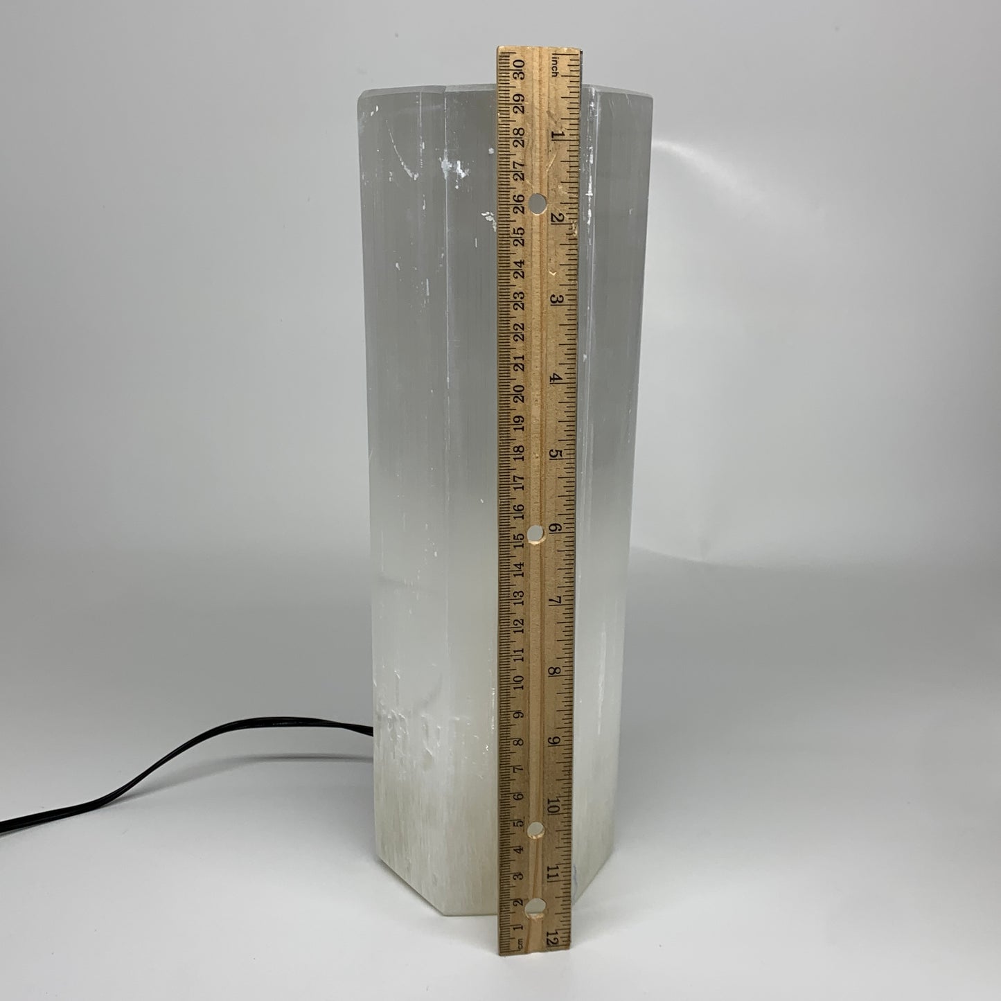 9.3 lbs. 11.75"x3.6", Hexagon Selenite (Satin Spar) Lamp, w/6ft Chord, B35824