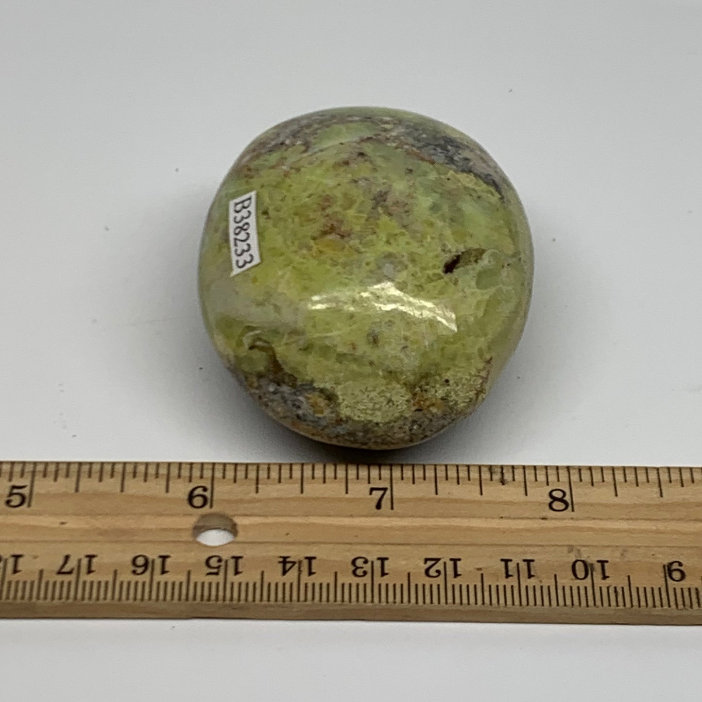 108.7g, 2.5"x2"x1.3", Green Opal Crystal PalmStone Polished Reiki, B38233