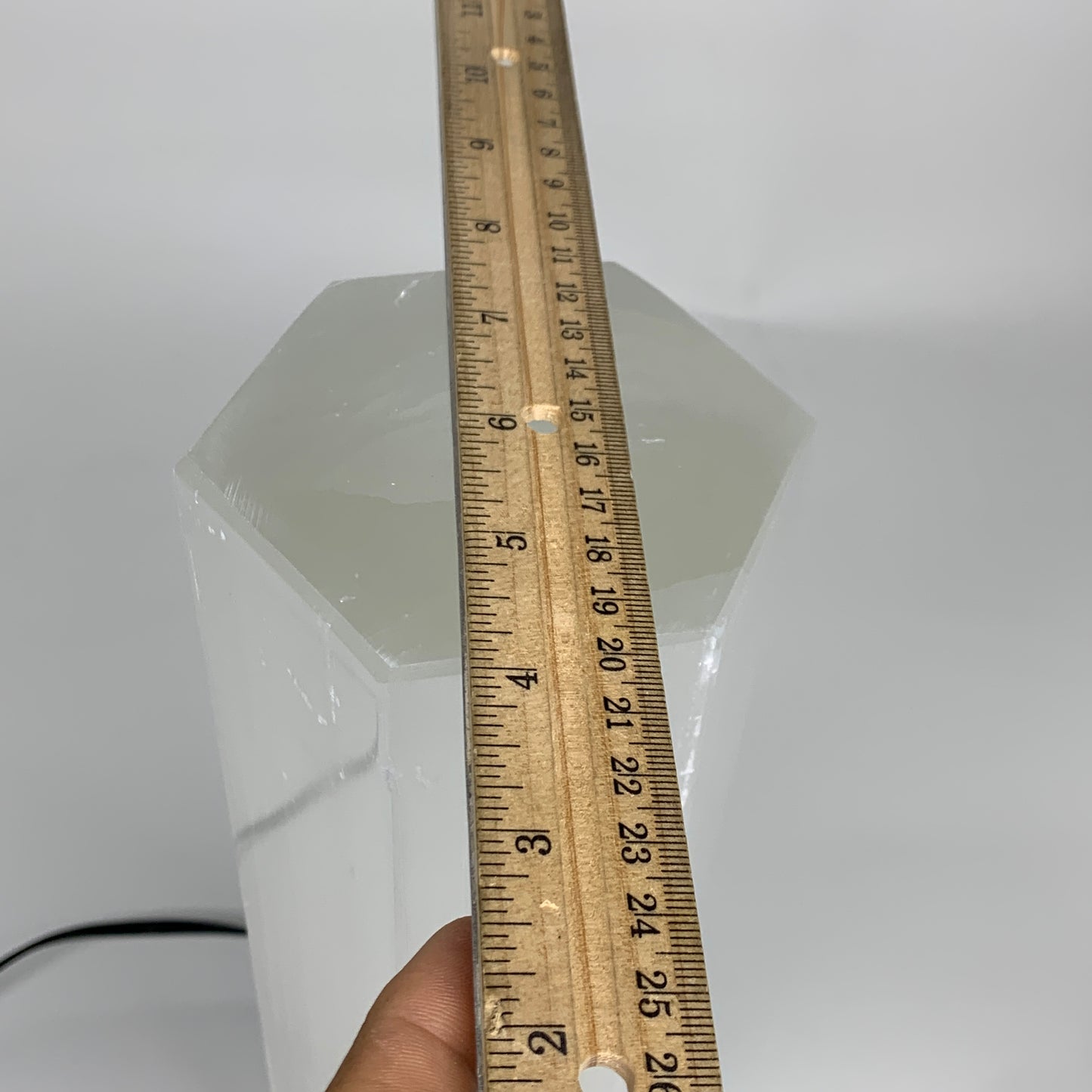 9.3 lbs. 11.75"x3.6", Hexagon Selenite (Satin Spar) Lamp, w/6ft Chord, B35824