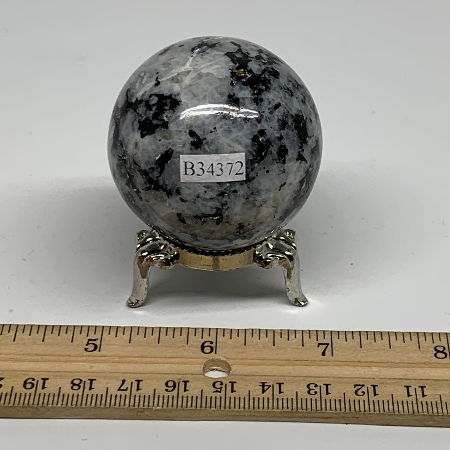 156.4g, 1.9"(48mm), Natural Rainbow Moonstone Sphere Ball Gemstone, B34372