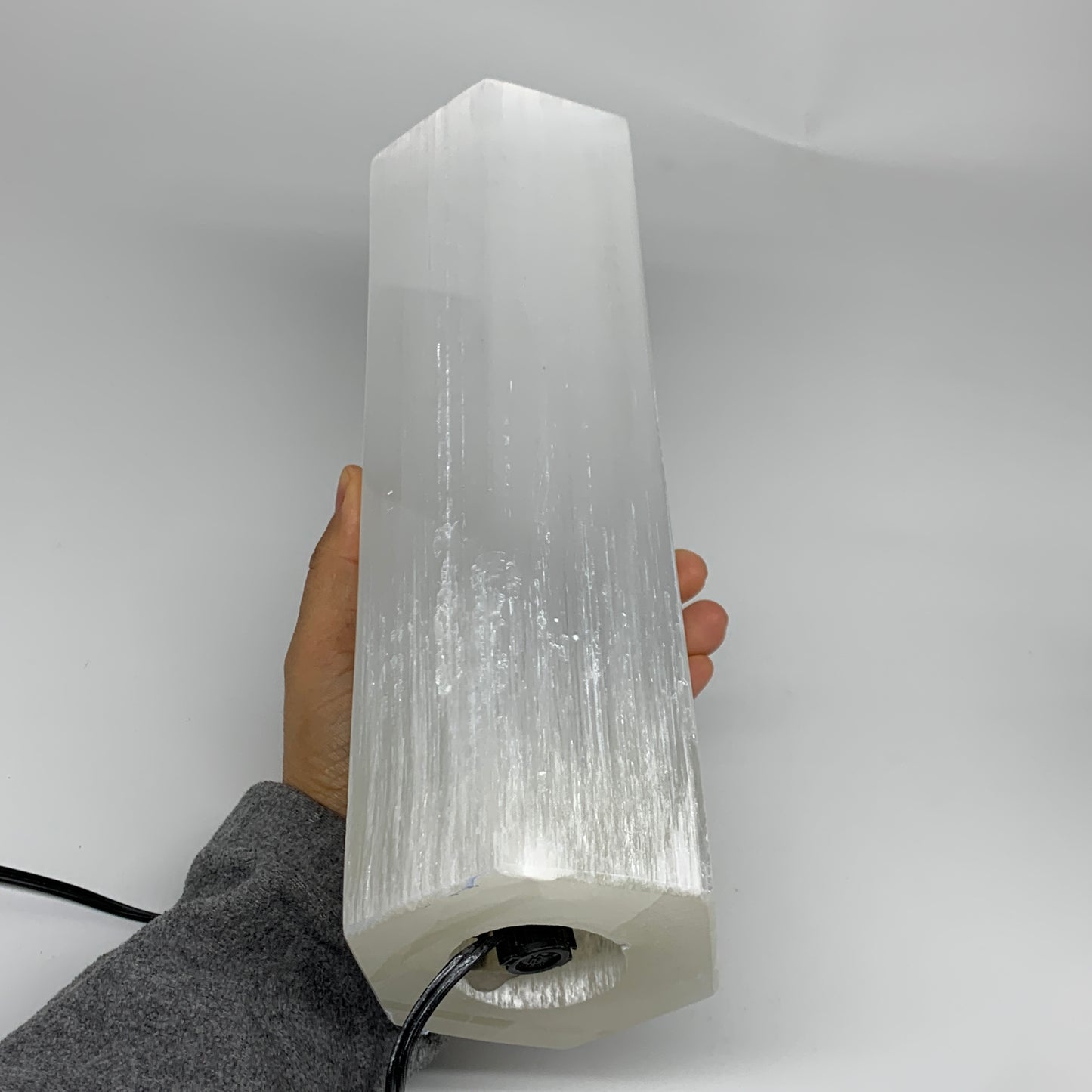 9.3 lbs. 11.75"x3.6", Hexagon Selenite (Satin Spar) Lamp, w/6ft Chord, B35824