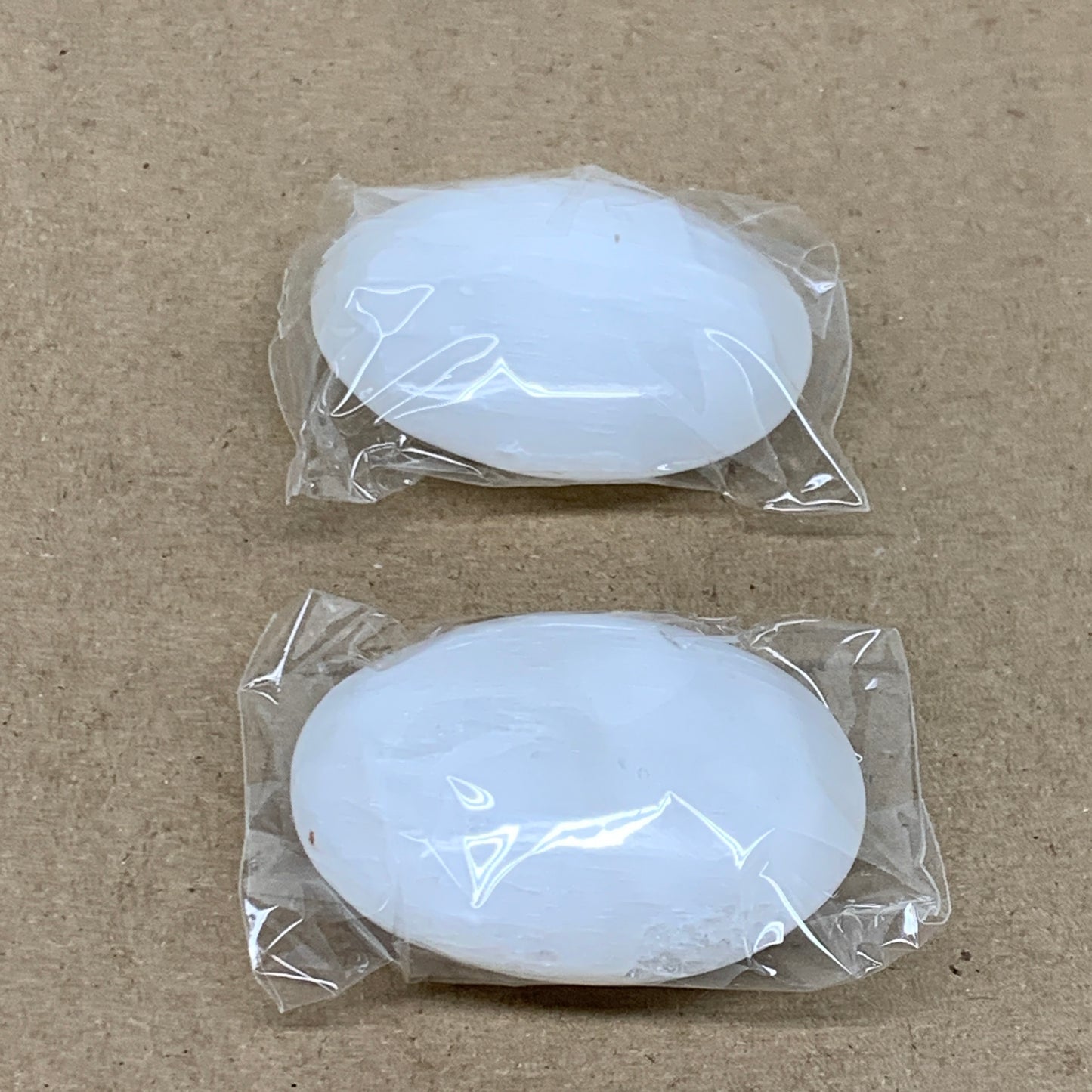 162g, 2.4"x1.8"x1", 2pcs, White Selenite Palmstone Crystal Pillow, B36889
