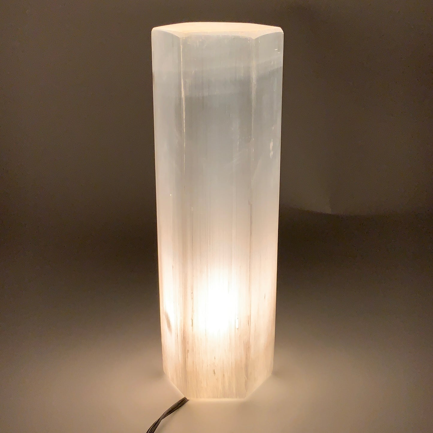 8.9 lbs. 11.75"x3.5", Hexagon Selenite (Satin Spar) Lamp, w/6ft Chord, B35825