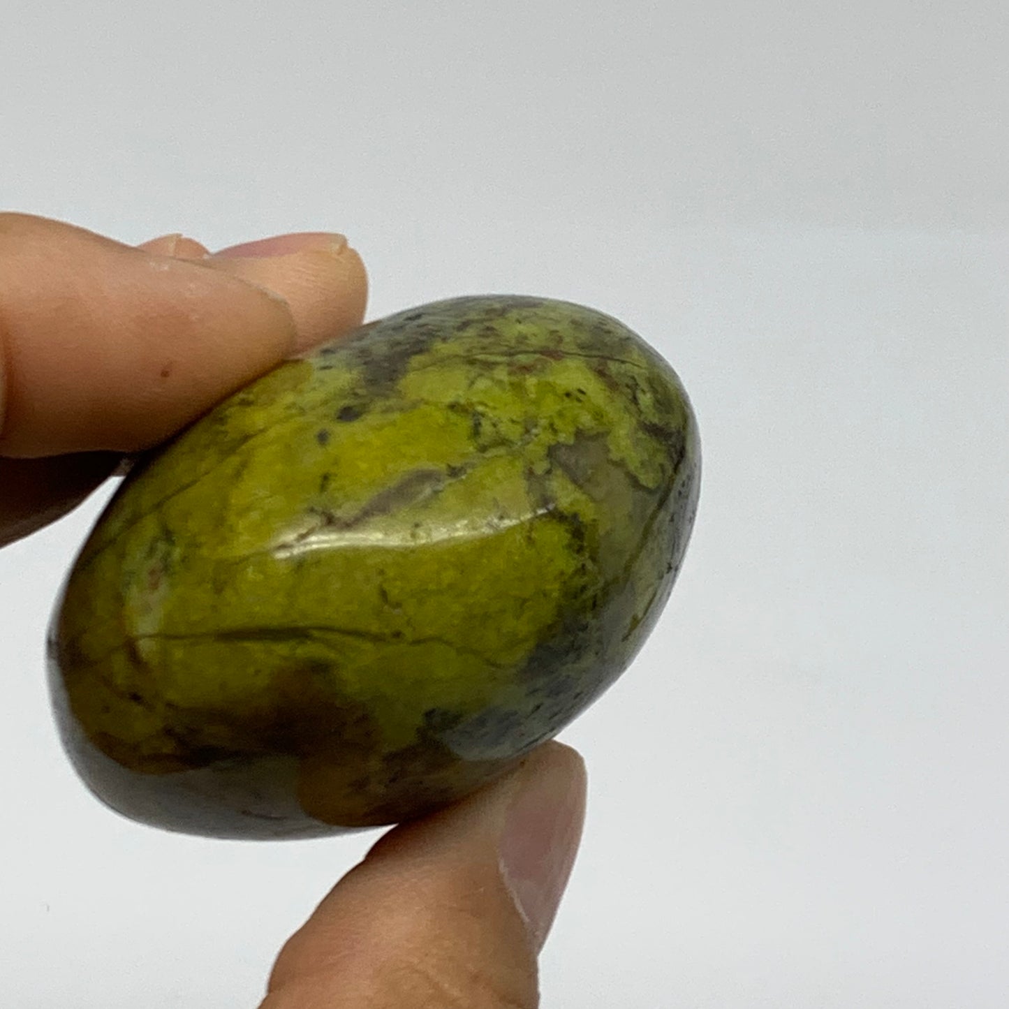 100g, 2.2"x1.9"x1.3", Green Opal Crystal PalmStone Polished Reiki, B38234