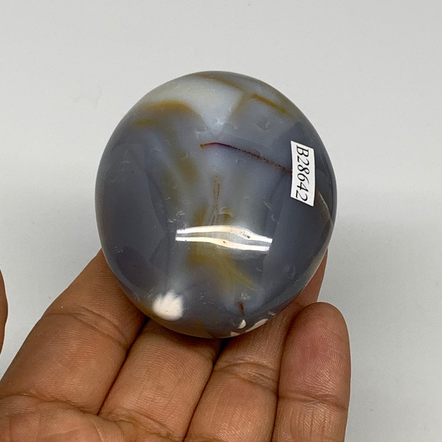 138.6g, 2.4"x2"x1.4" Orca Agate Palm-Stone Reiki Energy Crystal Reiki, B28642