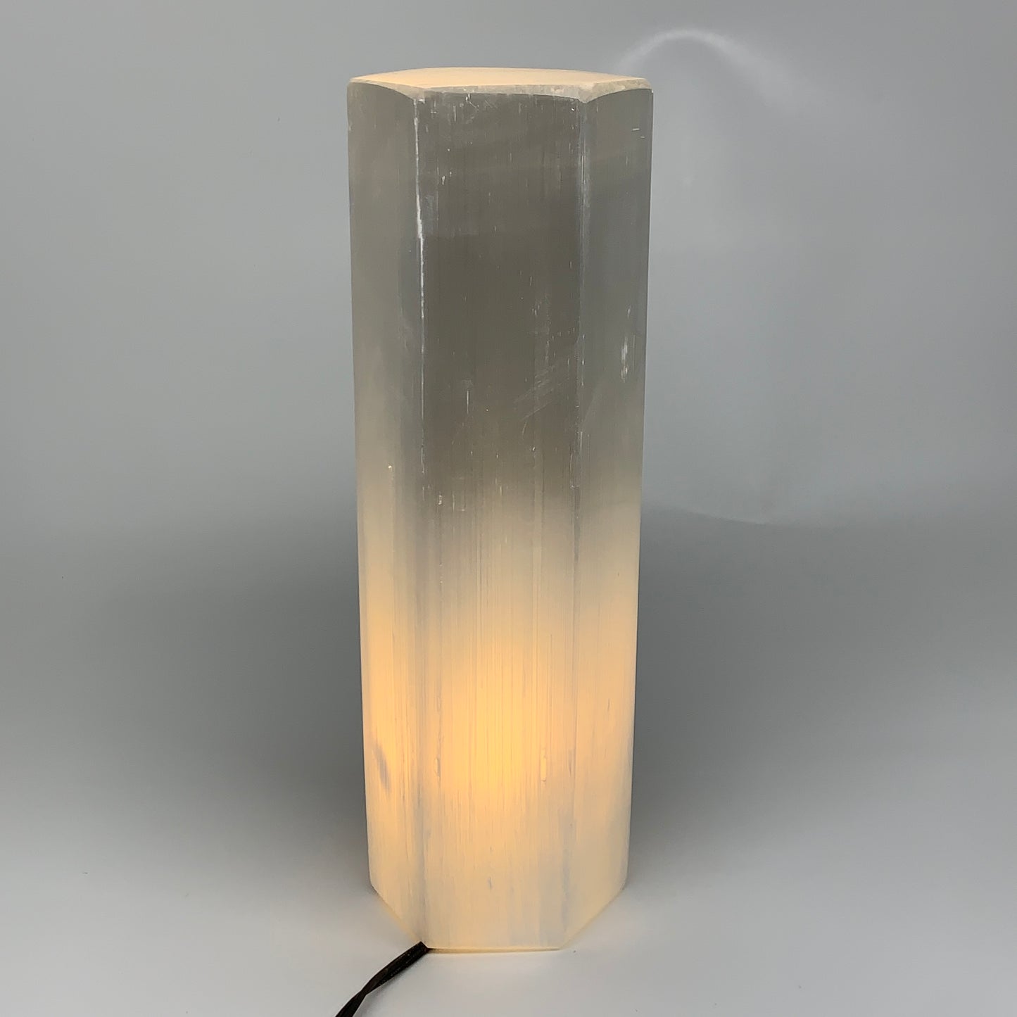 8.9 lbs. 11.75"x3.5", Hexagon Selenite (Satin Spar) Lamp, w/6ft Chord, B35825