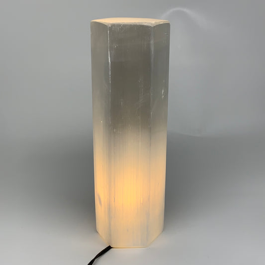8.9 lbs. 11.75"x3.5", Hexagon Selenite (Satin Spar) Lamp, w/6ft Chord, B35825