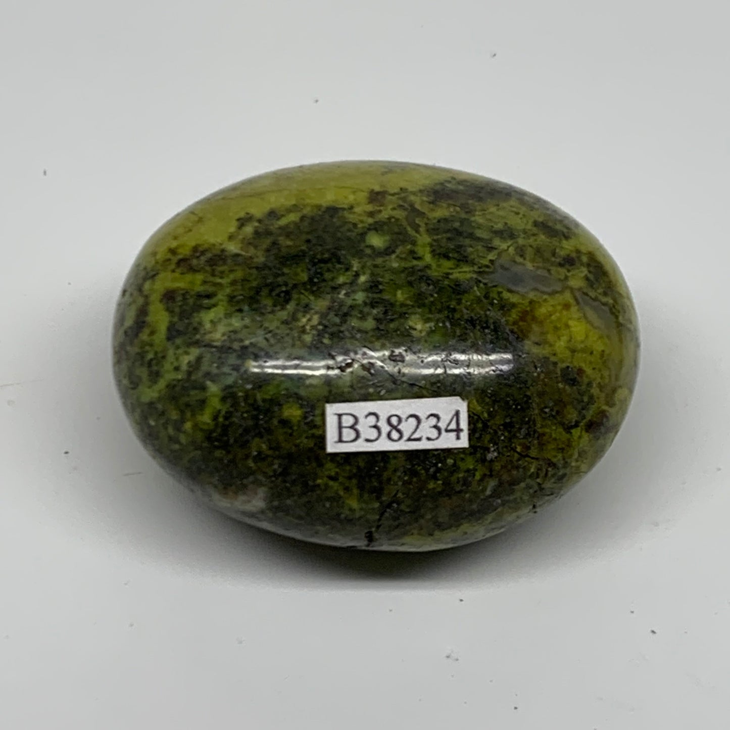 100g, 2.2"x1.9"x1.3", Green Opal Crystal PalmStone Polished Reiki, B38234