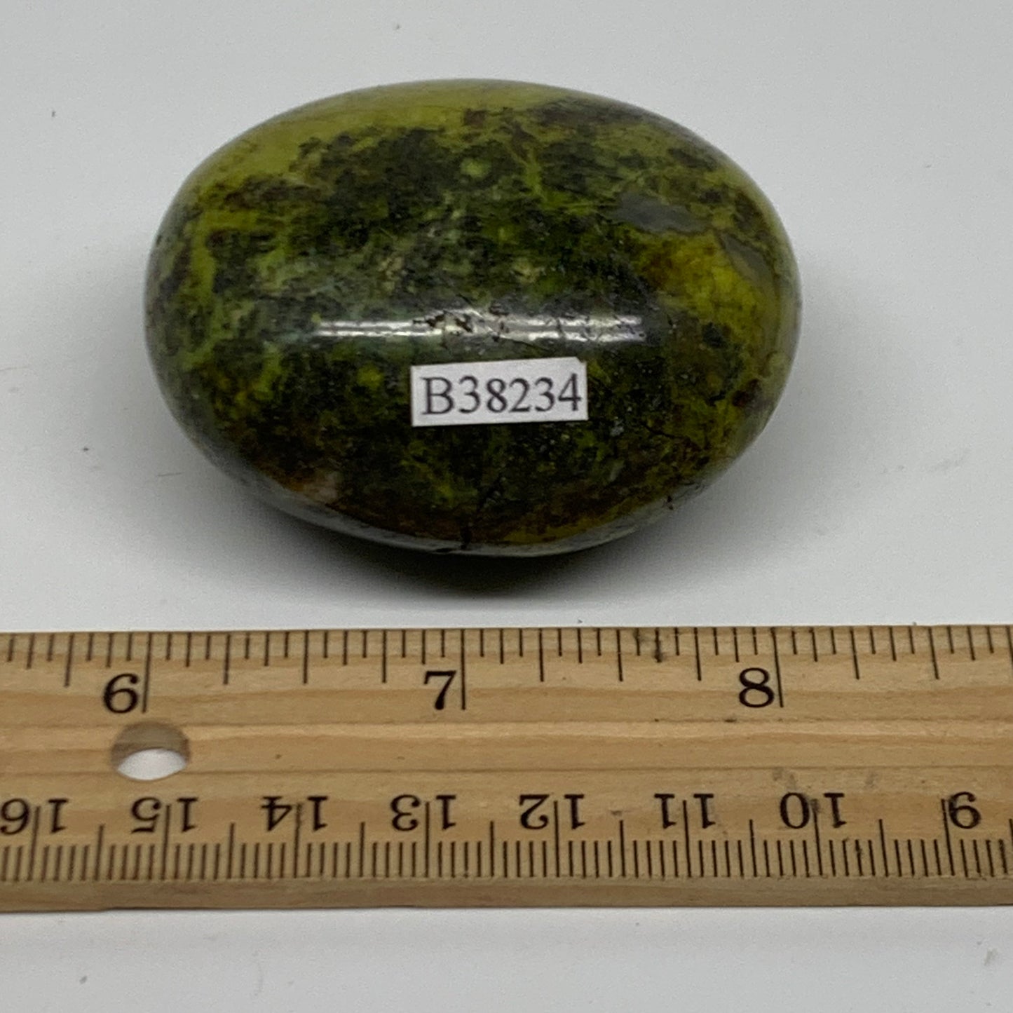 100g, 2.2"x1.9"x1.3", Green Opal Crystal PalmStone Polished Reiki, B38234