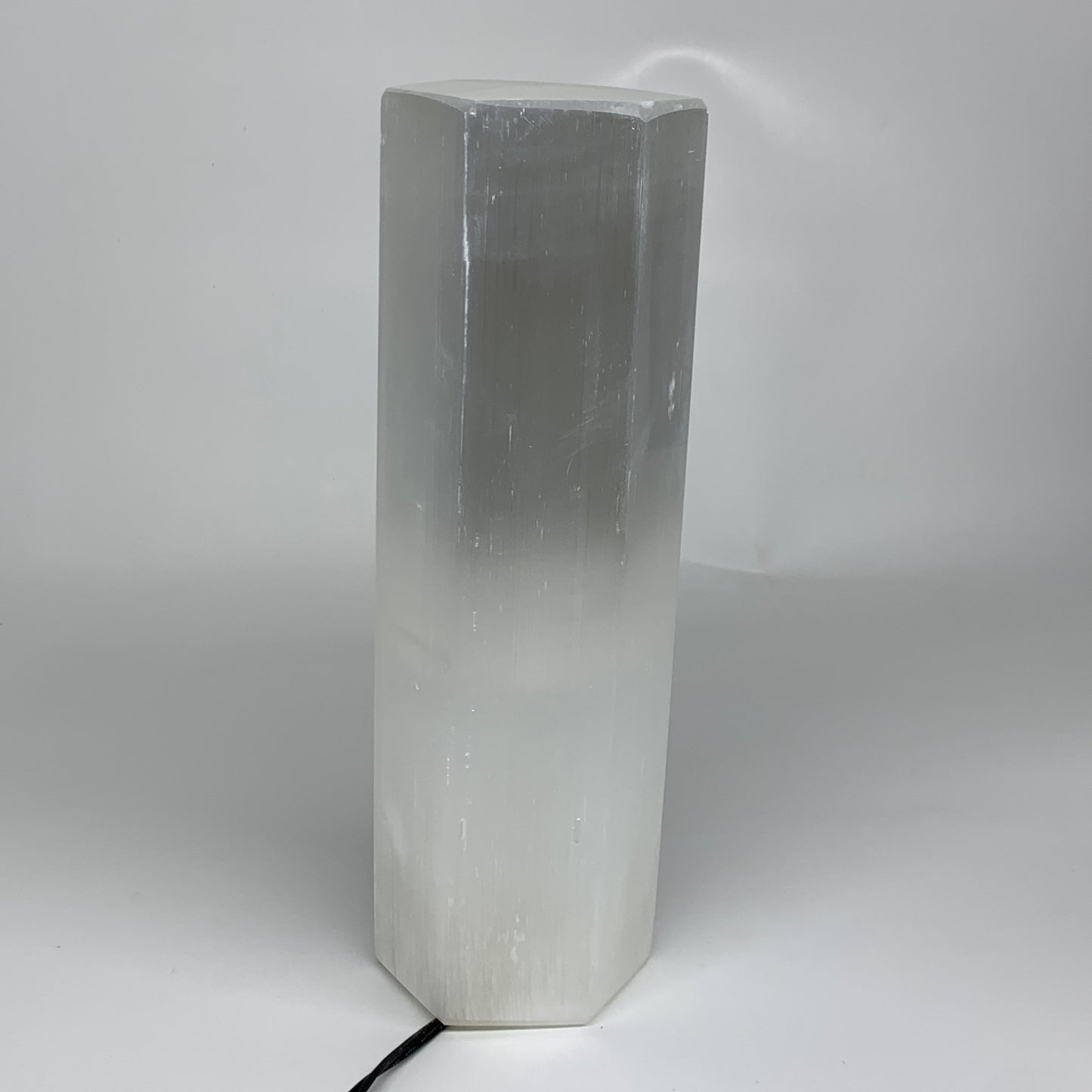 8.9 lbs. 11.75"x3.5", Hexagon Selenite (Satin Spar) Lamp, w/6ft Chord, B35825
