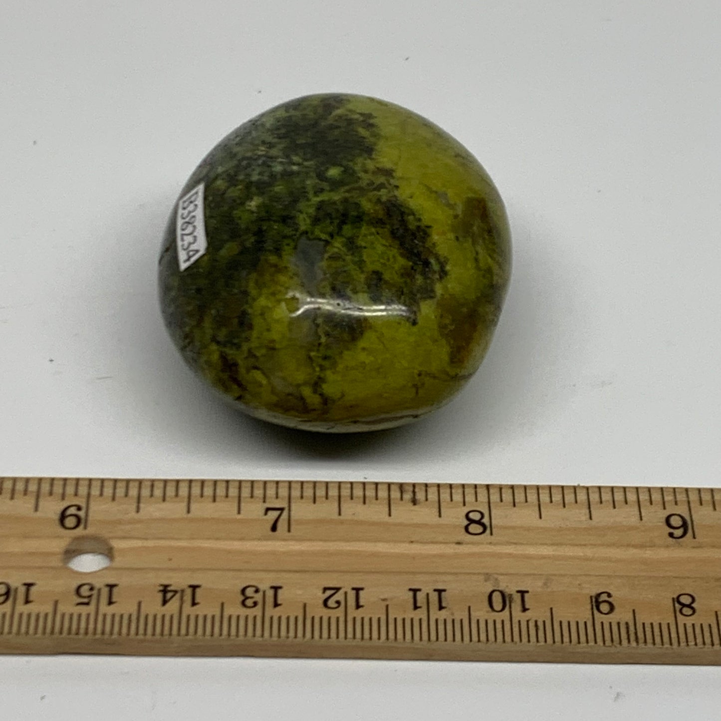 100g, 2.2"x1.9"x1.3", Green Opal Crystal PalmStone Polished Reiki, B38234