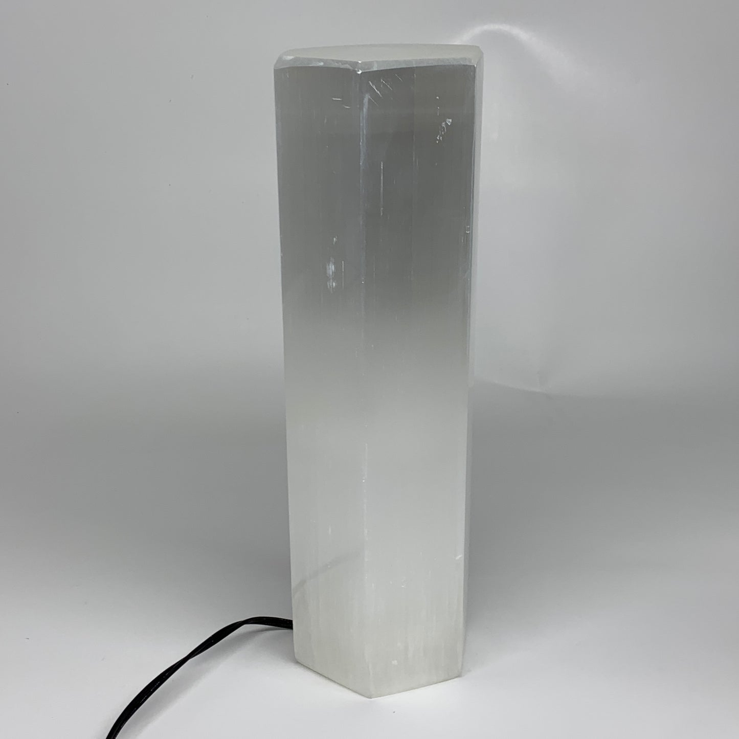 8.9 lbs. 11.75"x3.5", Hexagon Selenite (Satin Spar) Lamp, w/6ft Chord, B35825
