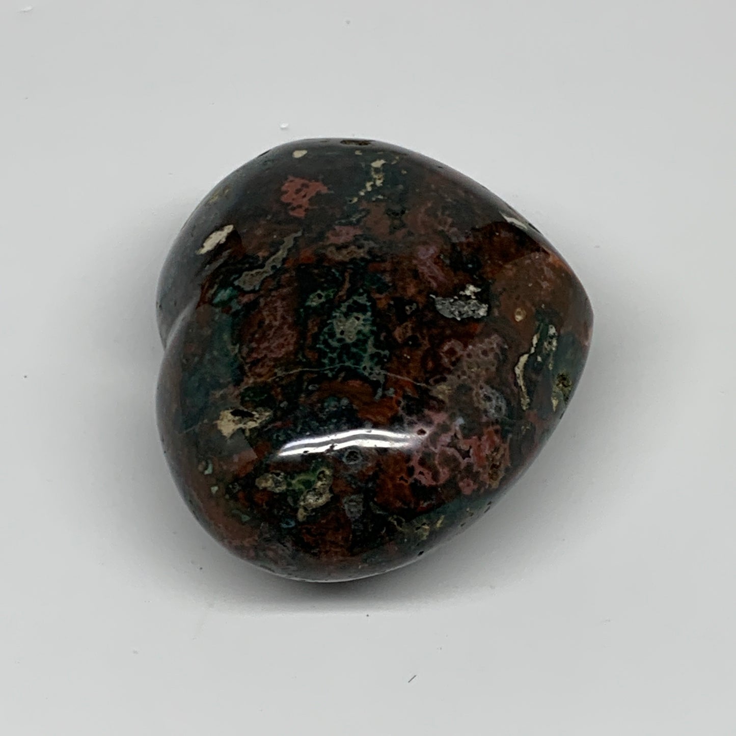 0.59 lbs, 2.6"x3.1"x1.5" Ocean Jasper Heart Polished Healing Crystal, B30889