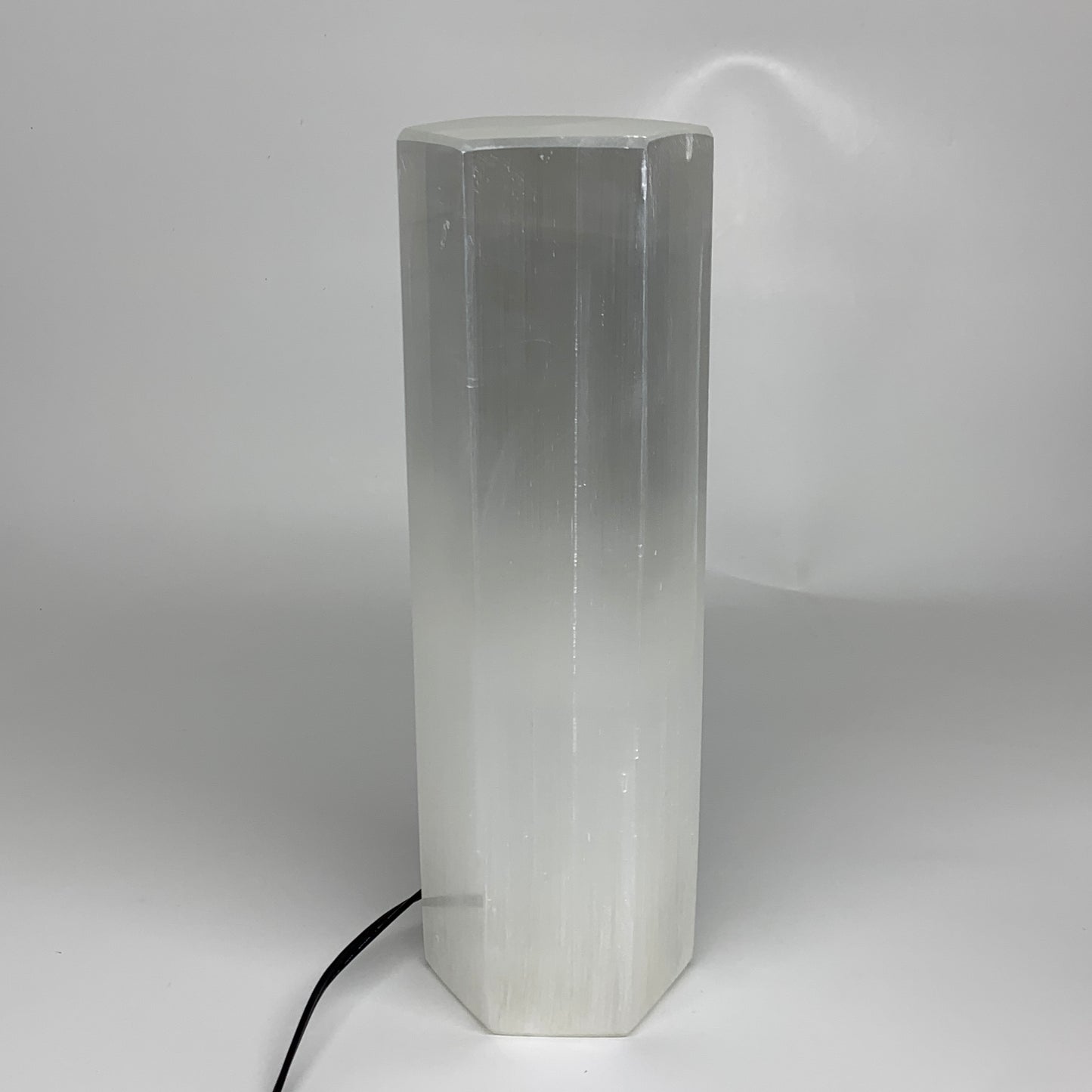 8.9 lbs. 11.75"x3.5", Hexagon Selenite (Satin Spar) Lamp, w/6ft Chord, B35825