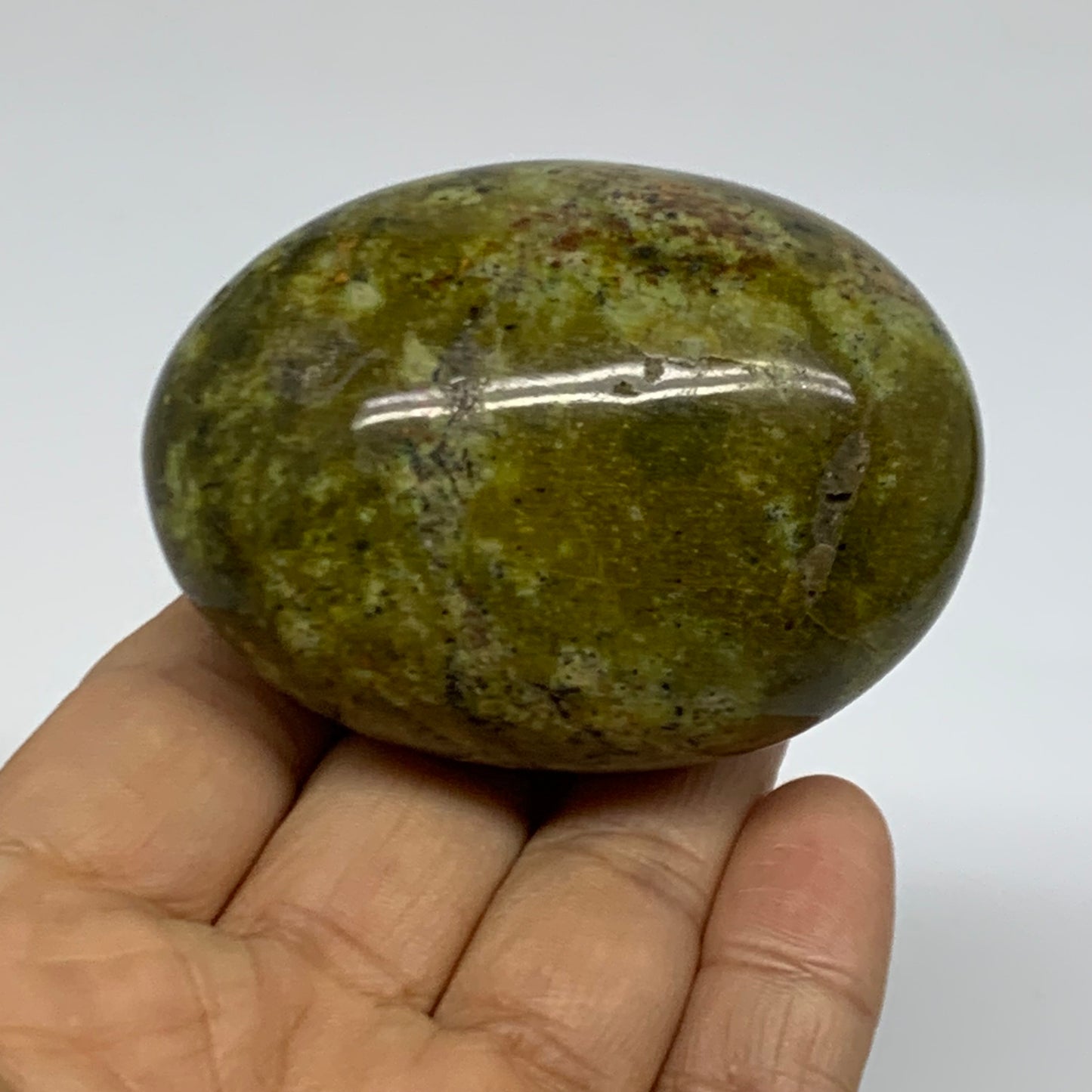 146.5g, 2.6"x1.9"x1.5", Green Opal Crystal PalmStone Polished Reiki, B38235