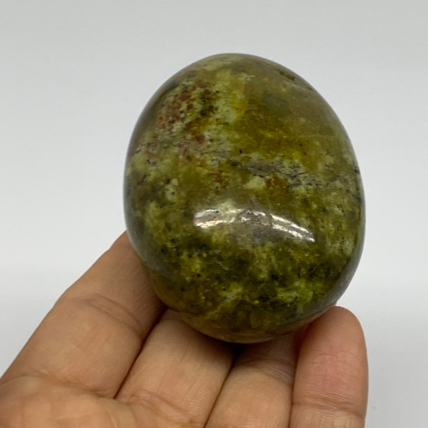 146.5g, 2.6"x1.9"x1.5", Green Opal Crystal PalmStone Polished Reiki, B38235