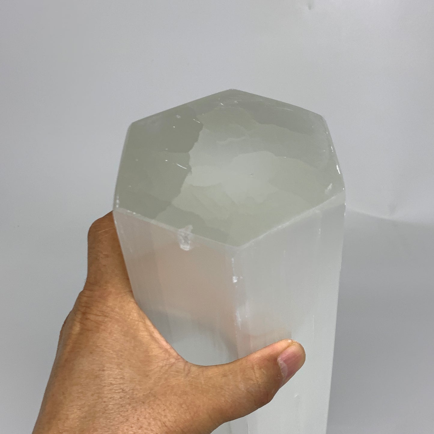 8.9 lbs. 11.75"x3.5", Hexagon Selenite (Satin Spar) Lamp, w/6ft Chord, B35825