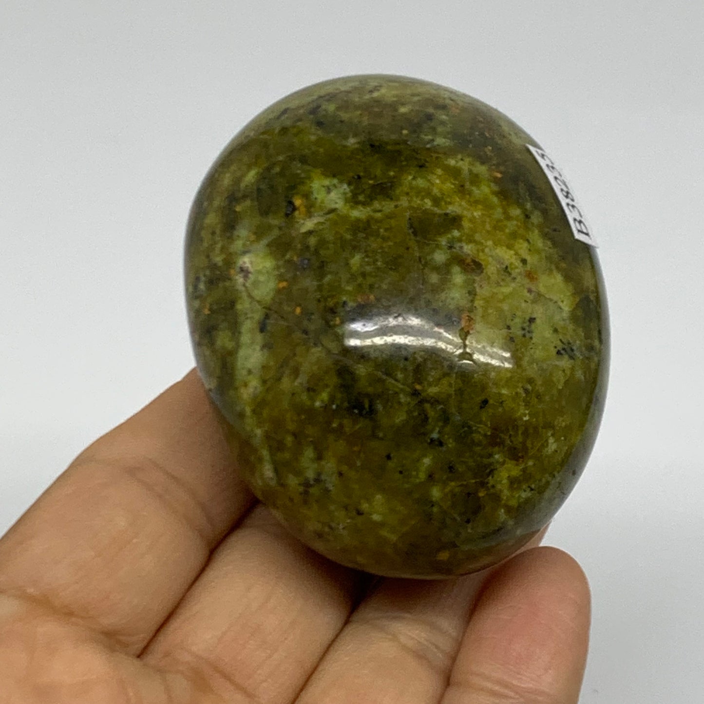 146.5g, 2.6"x1.9"x1.5", Green Opal Crystal PalmStone Polished Reiki, B38235