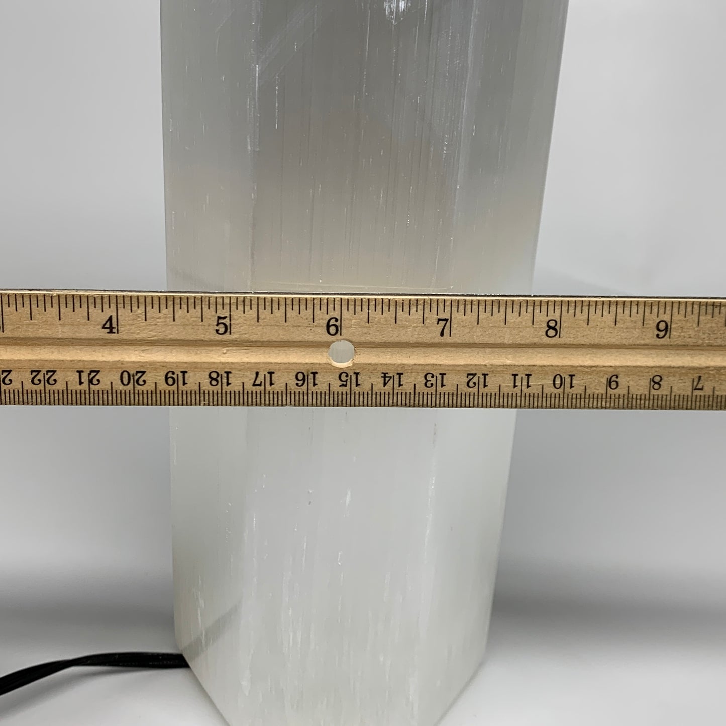 8.9 lbs. 11.75"x3.5", Hexagon Selenite (Satin Spar) Lamp, w/6ft Chord, B35825