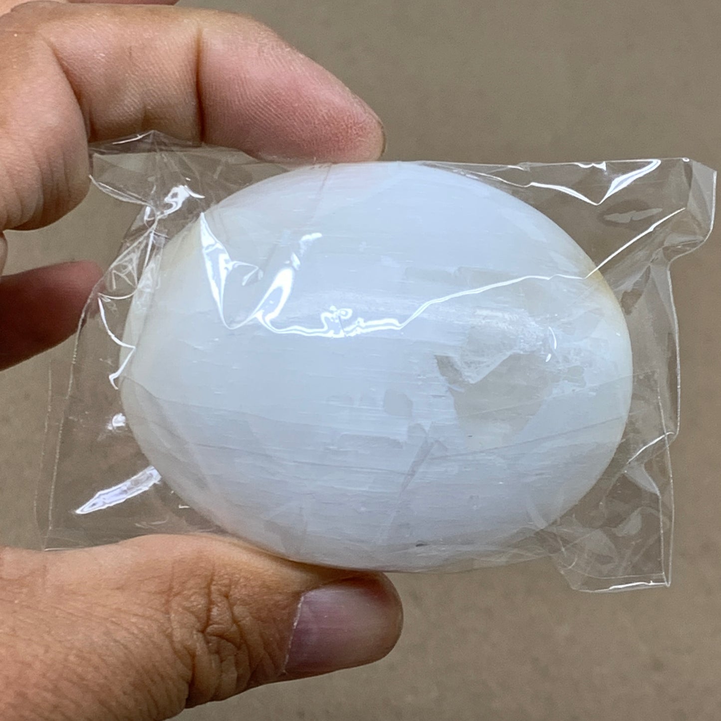 168g, 2.4"x1.8"x1", 2pcs, White Selenite Palmstone Crystal Pillow, B36890
