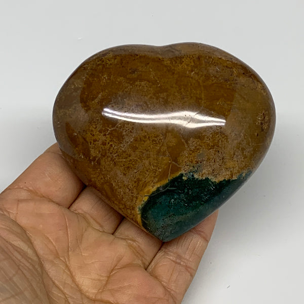 0.63 lbs, 2.9"x3.2"x1.5" Ocean Jasper Heart Polished Healing Crystal, B30888