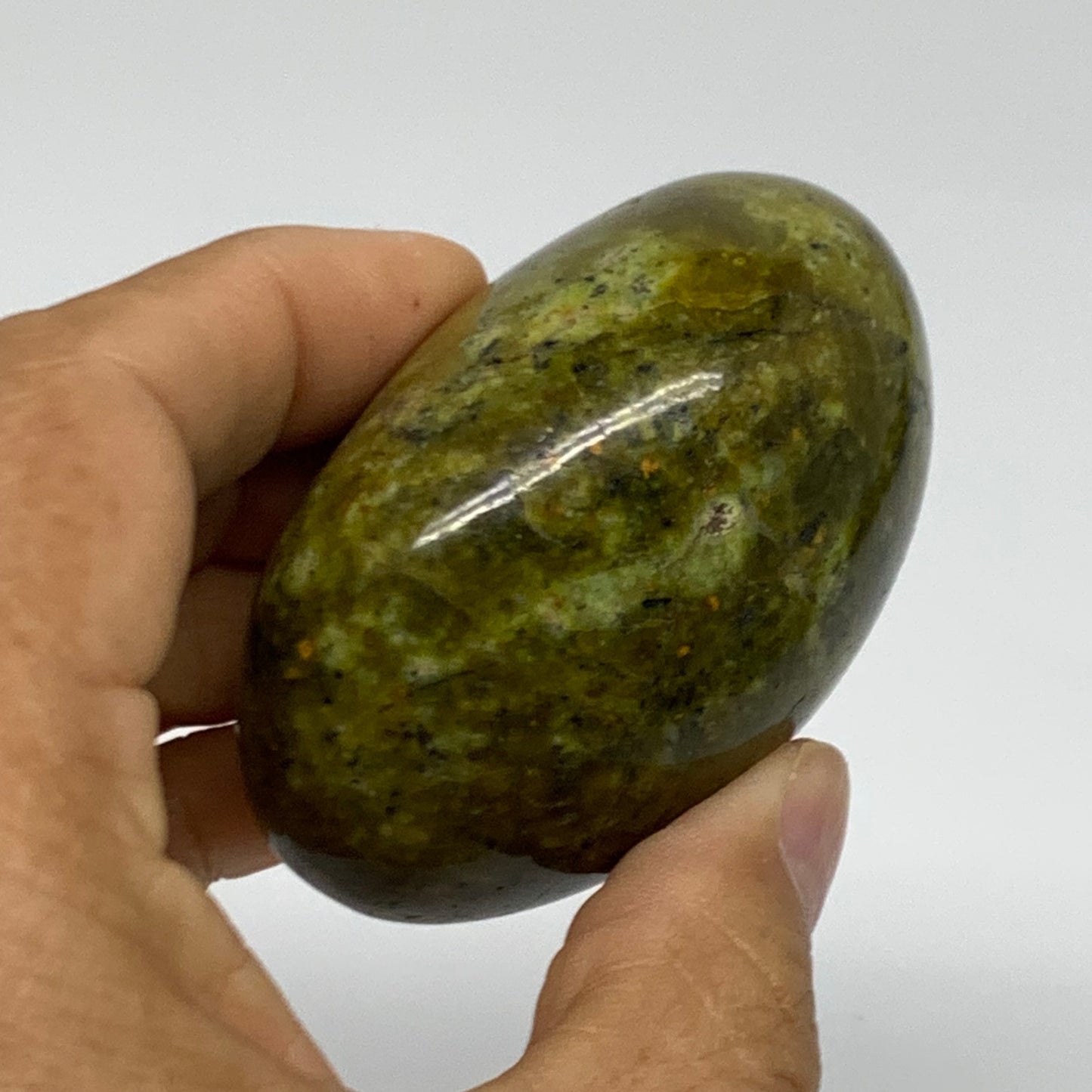 146.5g, 2.6"x1.9"x1.5", Green Opal Crystal PalmStone Polished Reiki, B38235