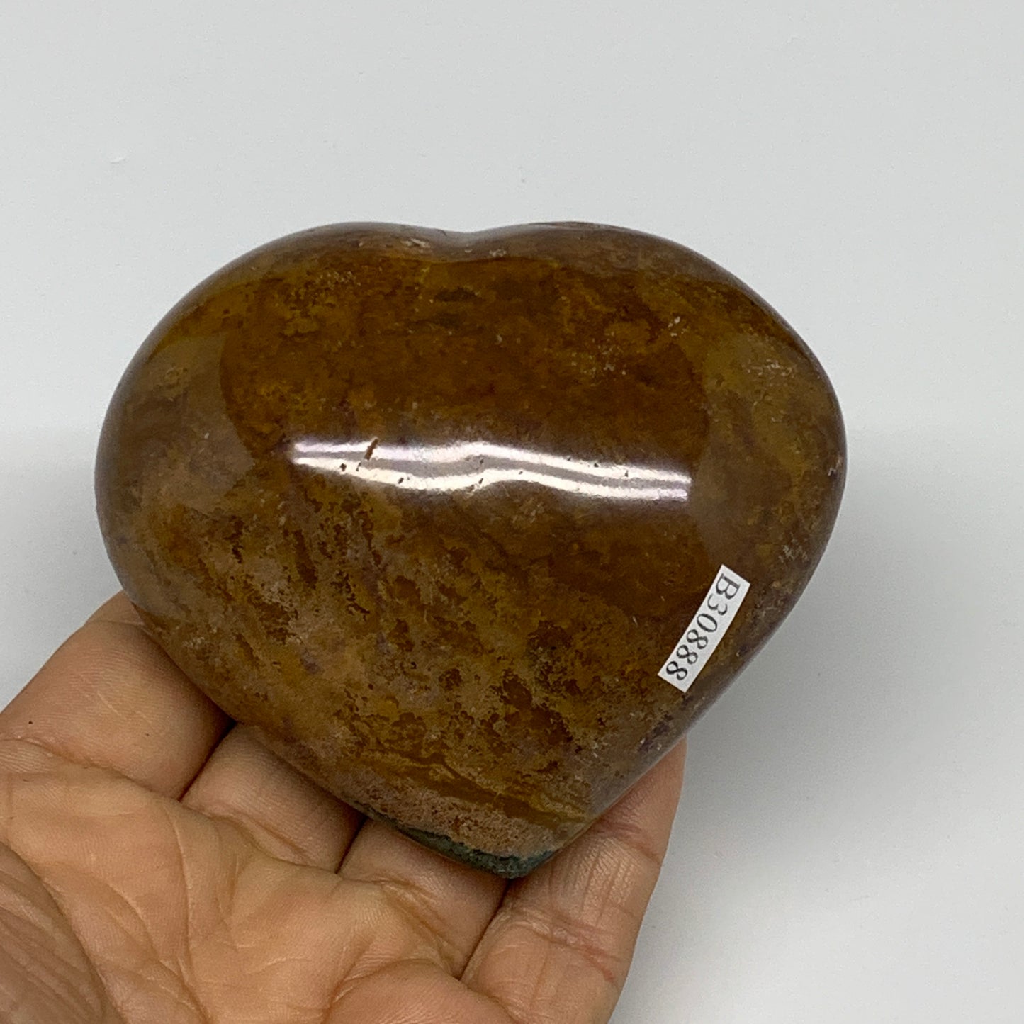 0.63 lbs, 2.9"x3.2"x1.5" Ocean Jasper Heart Polished Healing Crystal, B30888