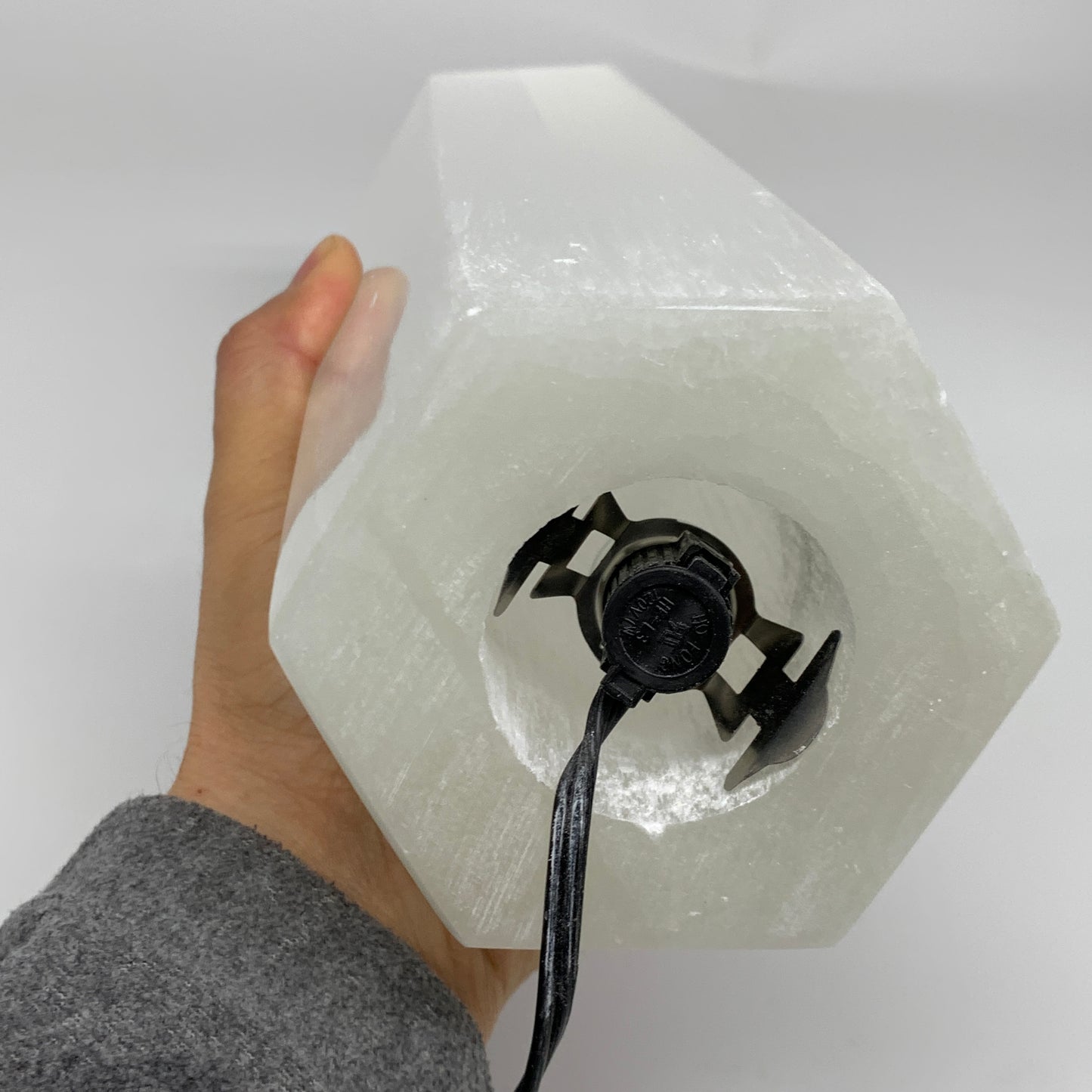 8.9 lbs. 11.75"x3.5", Hexagon Selenite (Satin Spar) Lamp, w/6ft Chord, B35825