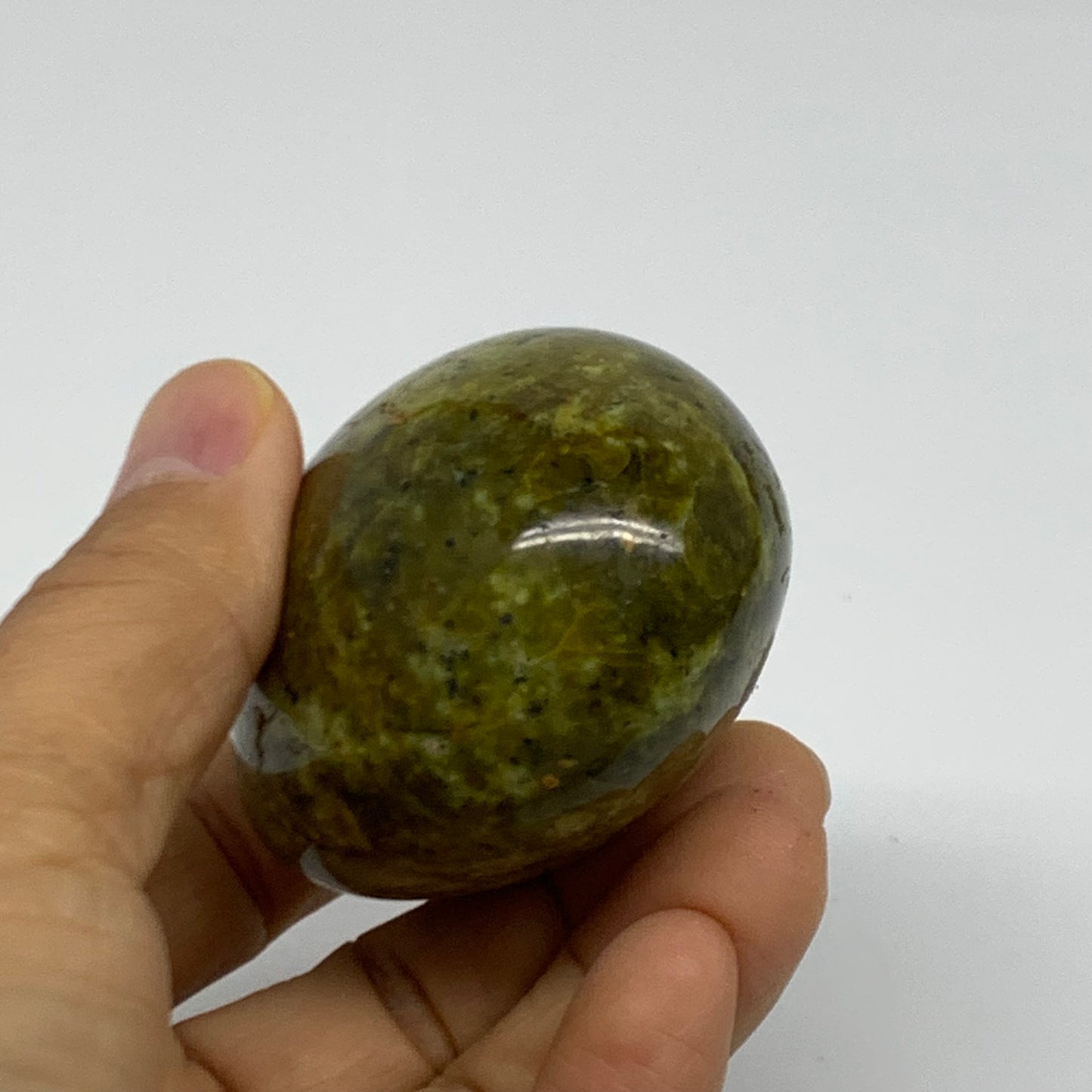 146.5g, 2.6"x1.9"x1.5", Green Opal Crystal PalmStone Polished Reiki, B38235