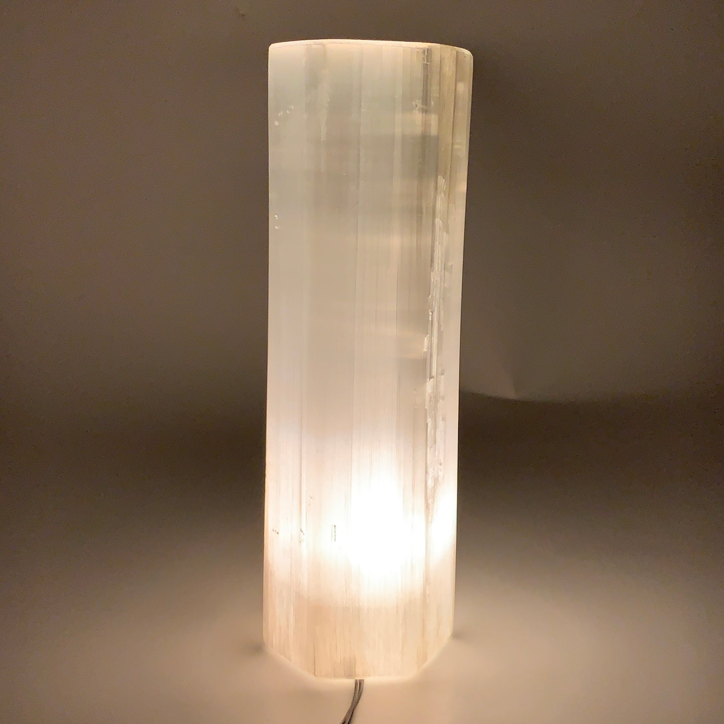 8.4 lbs. 11.75"x3.5", Hexagon Selenite (Satin Spar) Lamp, w/6ft Chord, B35826