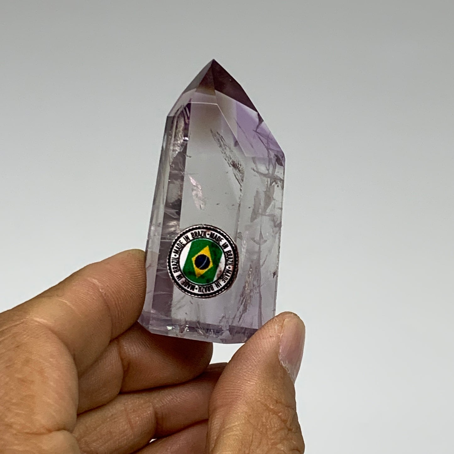 46.8g, 2.2"x1.1"x0.8", Natural Amethyst Tower Point Obelisk @Brazil, B32354