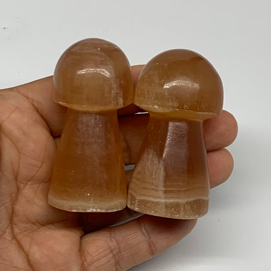 146.6g, 2.2"-2.3", 2pcs, Natural Honey Calcite Mushroom Gemstone @Pakistan, B317
