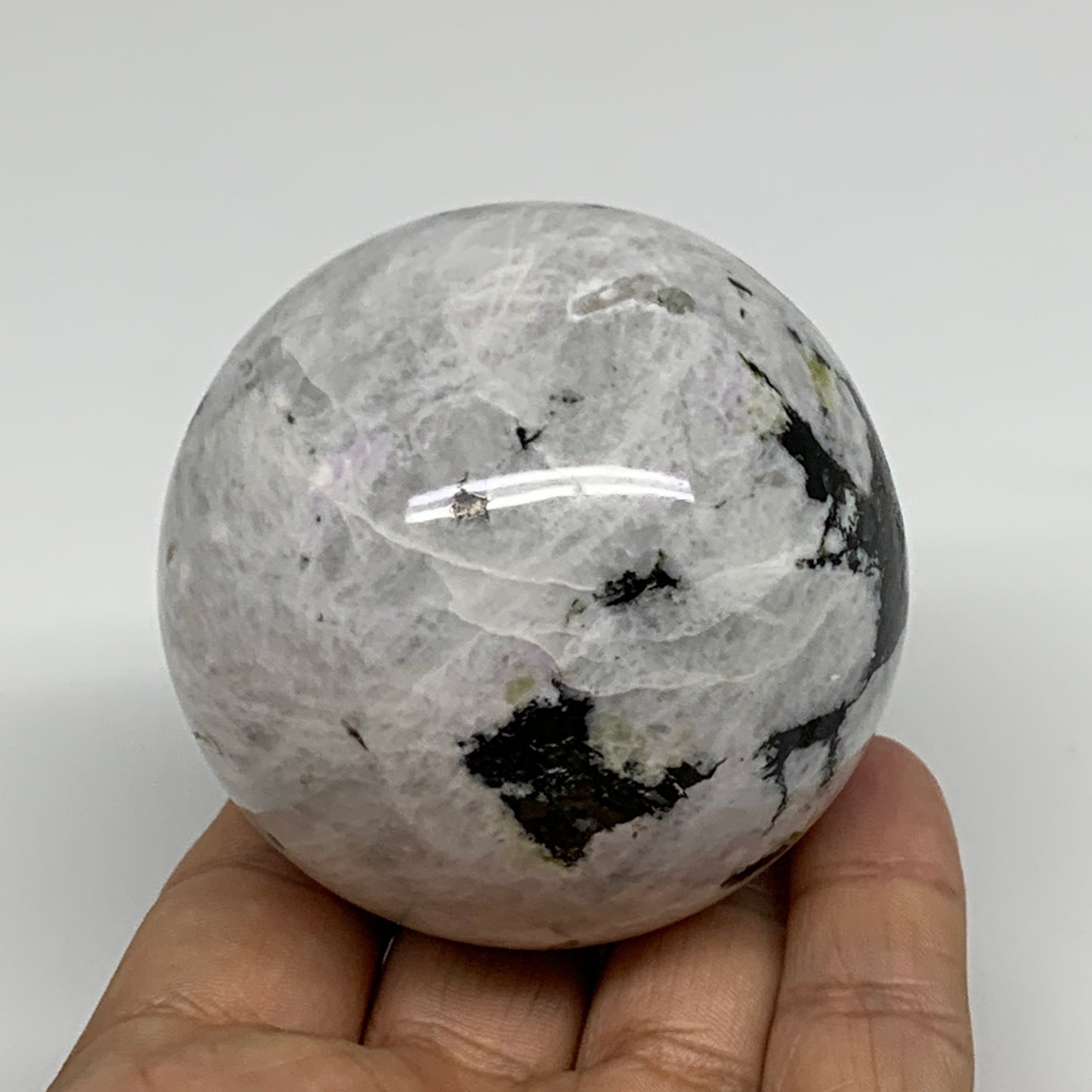 342.3g, 2.4"(61mm), Natural Rainbow Moonstone Sphere Ball Gemstone, B34375