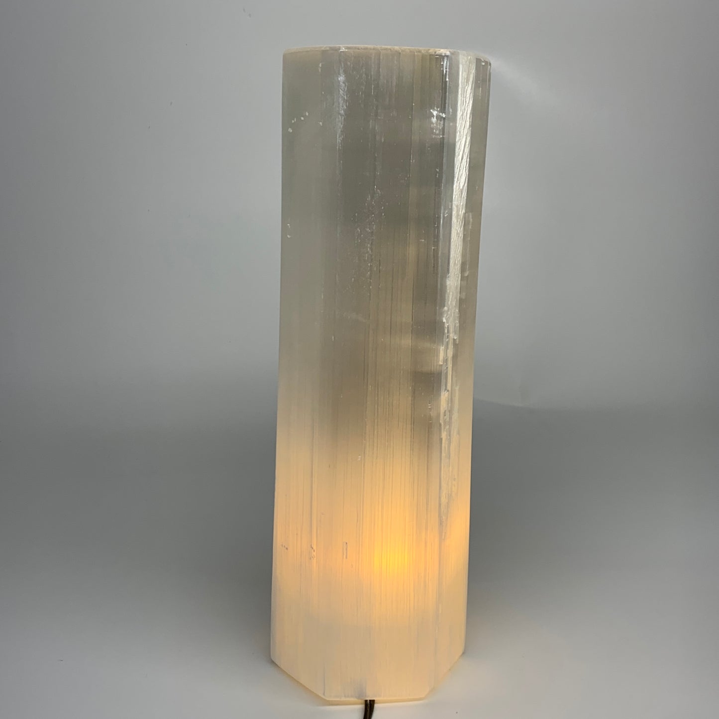 8.4 lbs. 11.75"x3.5", Hexagon Selenite (Satin Spar) Lamp, w/6ft Chord, B35826