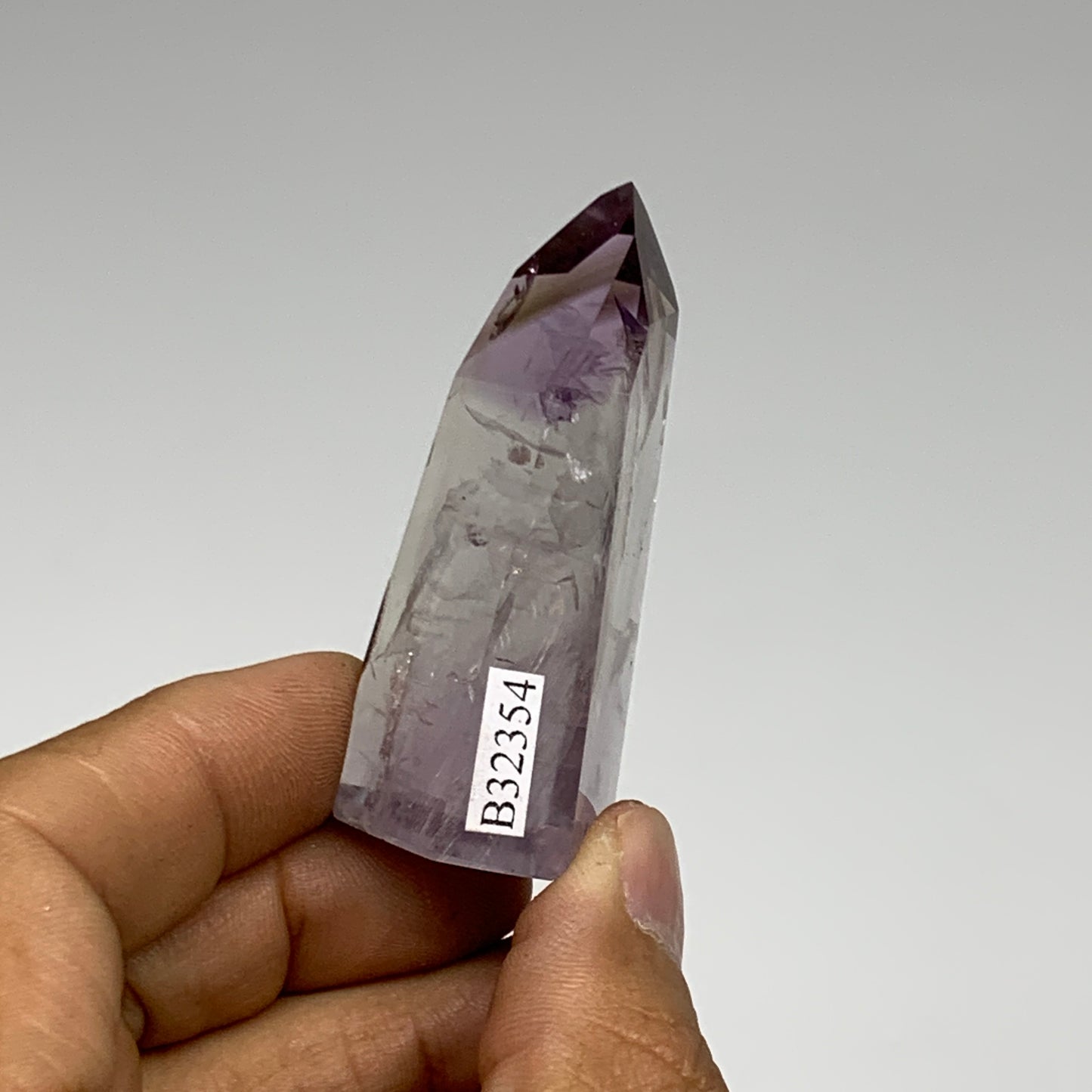 46.8g, 2.2"x1.1"x0.8", Natural Amethyst Tower Point Obelisk @Brazil, B32354