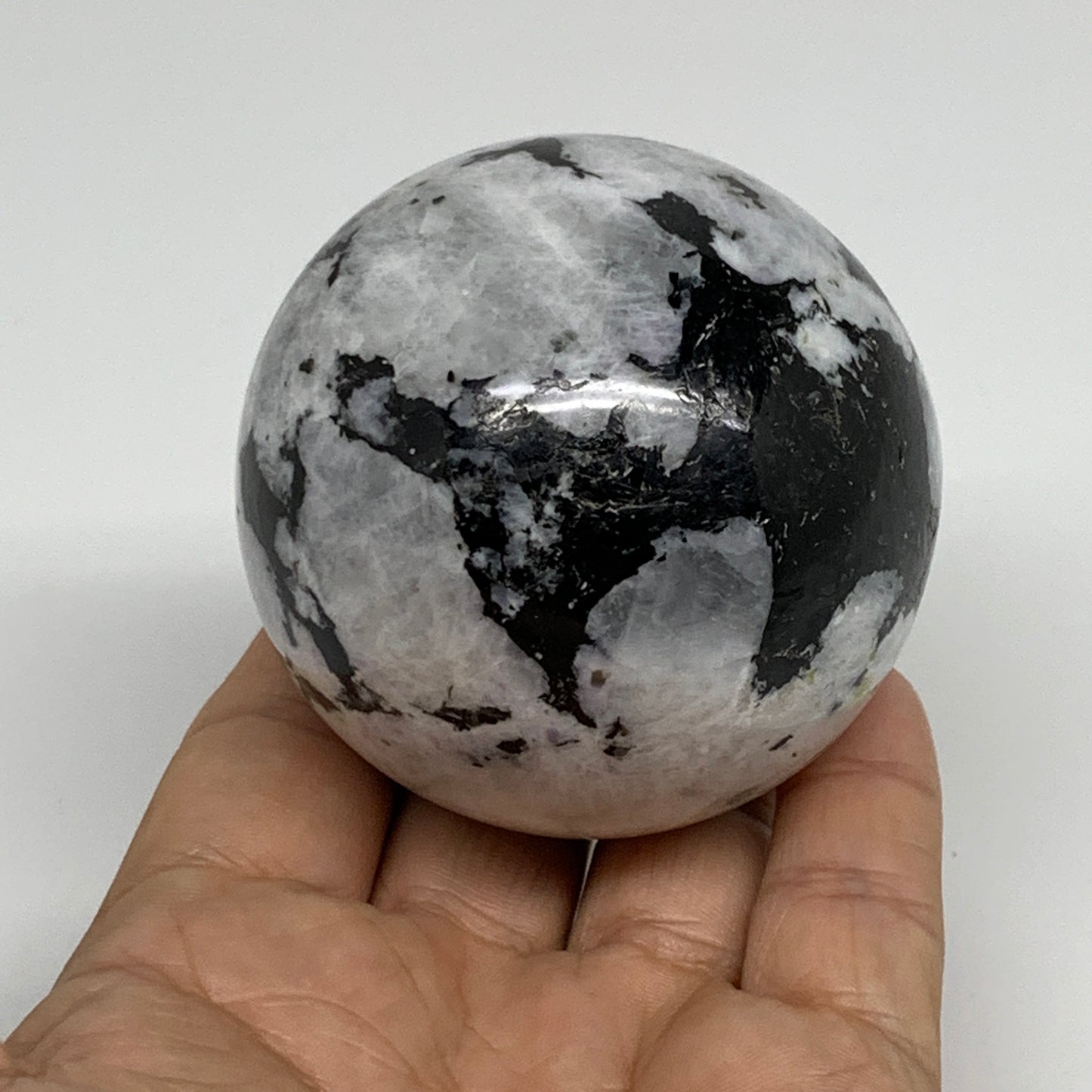 342.3g, 2.4"(61mm), Natural Rainbow Moonstone Sphere Ball Gemstone, B34375