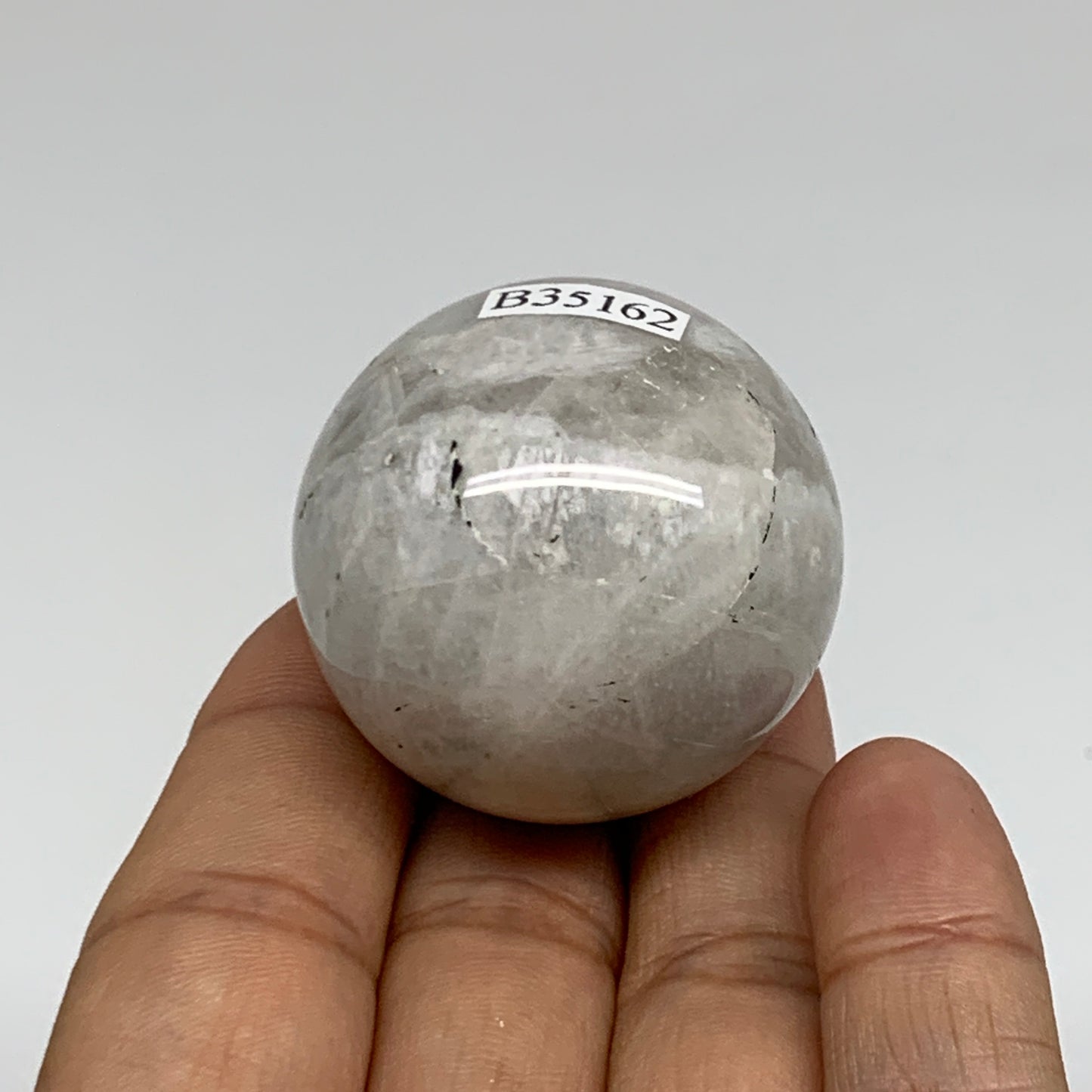 72.7g, 1.5"(38mm), Natural Rainbow Moonstone Sphere Ball Gemstone, B35162
