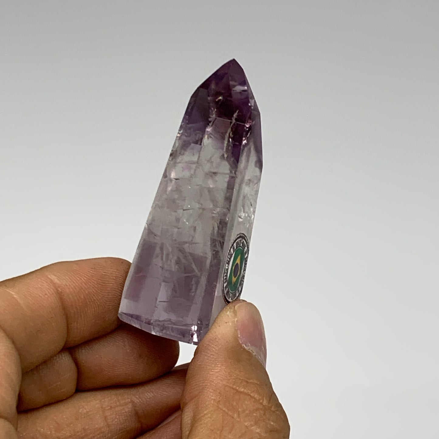 46.8g, 2.2"x1.1"x0.8", Natural Amethyst Tower Point Obelisk @Brazil, B32354