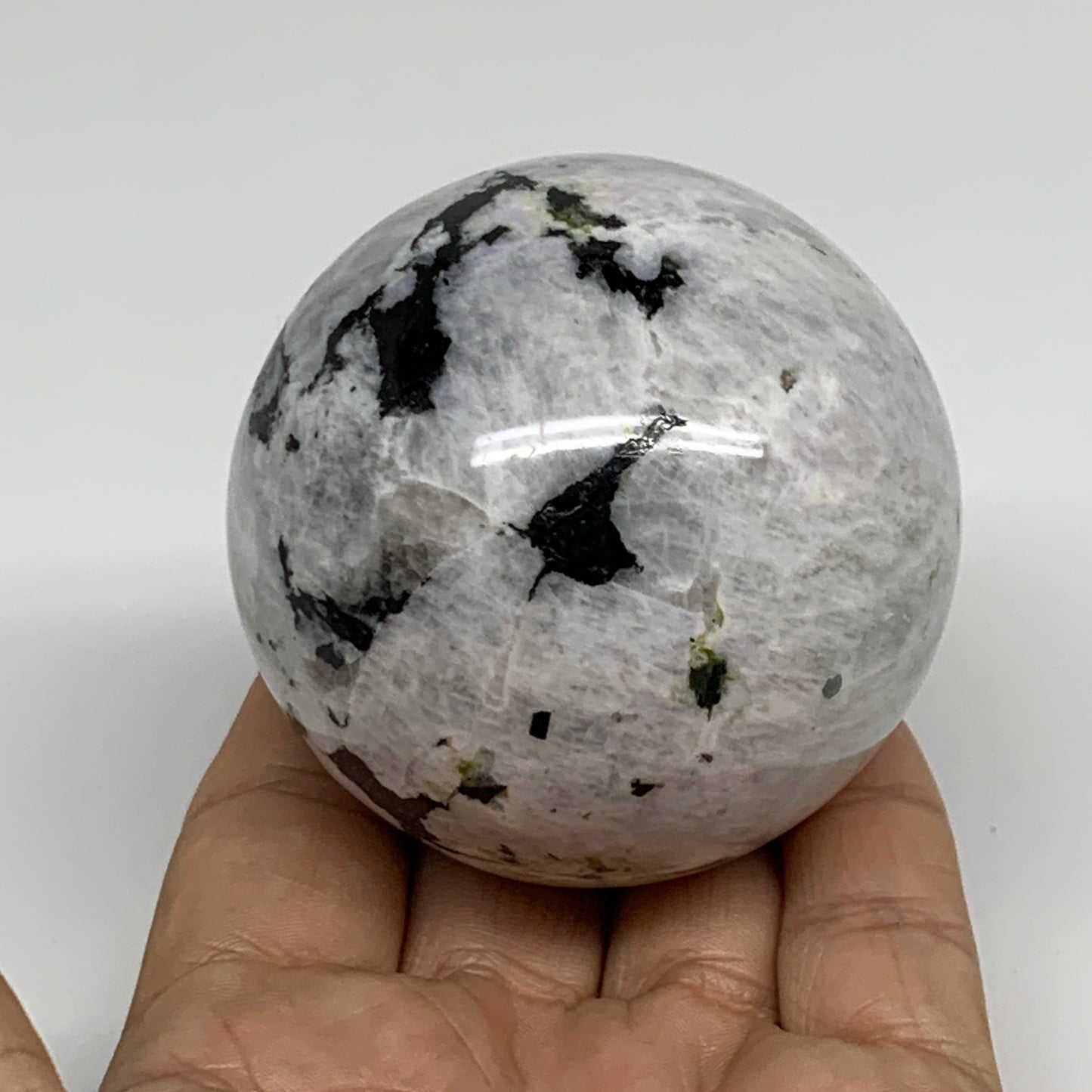 342.3g, 2.4"(61mm), Natural Rainbow Moonstone Sphere Ball Gemstone, B34375