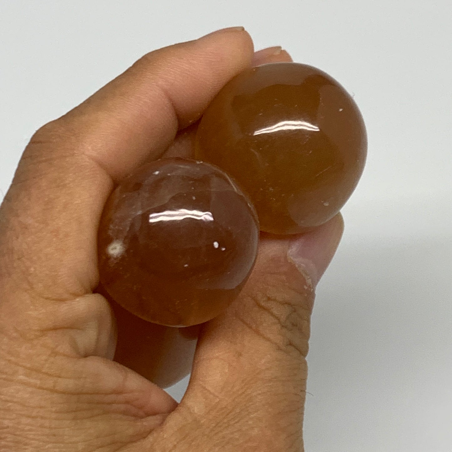 146.6g, 2.2"-2.3", 2pcs, Natural Honey Calcite Mushroom Gemstone @Pakistan, B317