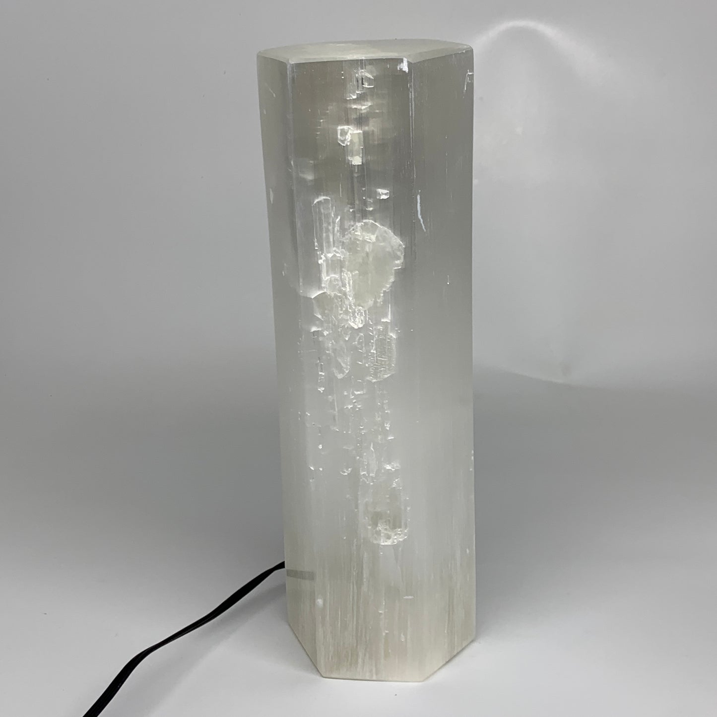 8.4 lbs. 11.75"x3.5", Hexagon Selenite (Satin Spar) Lamp, w/6ft Chord, B35826
