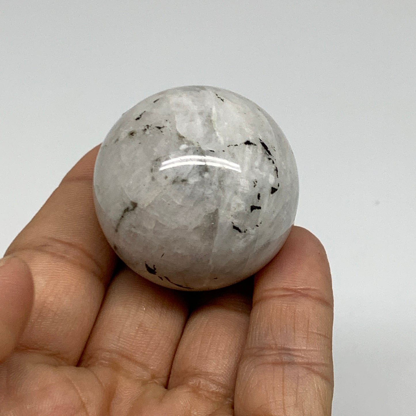 72.7g, 1.5"(38mm), Natural Rainbow Moonstone Sphere Ball Gemstone, B35162